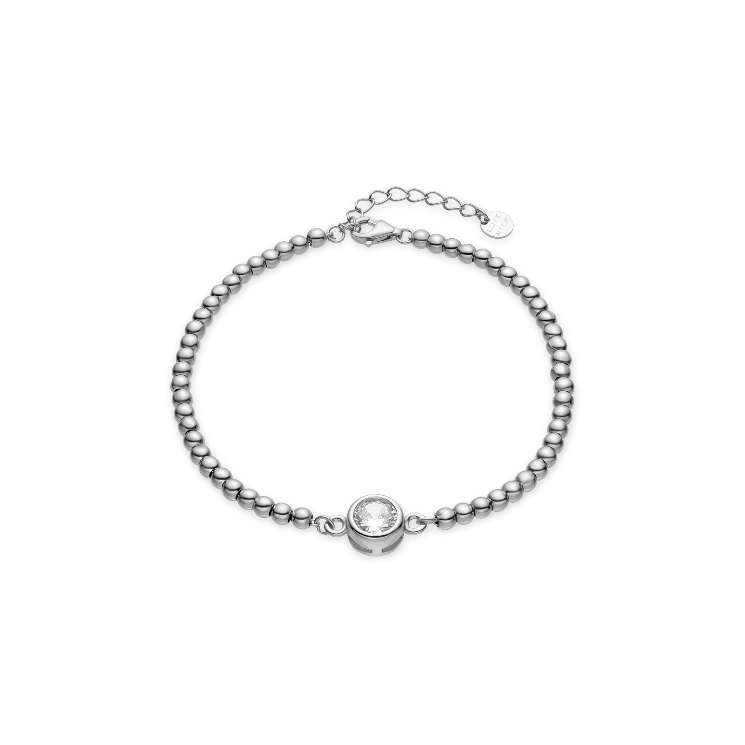 925 Sterling Silver and Brilliant Zirconia Bracelet with Rhodium Finish - Kired