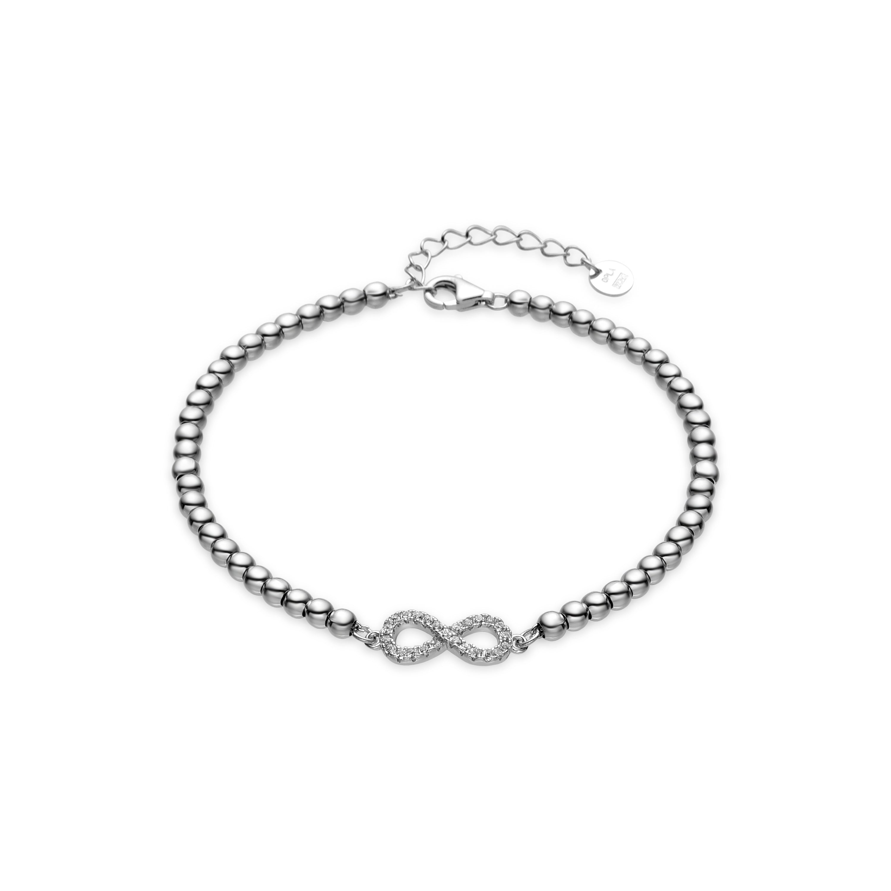925 Sterling Silver and Brilliant Zirconia Bracelet with Rhodium Finish - Krom