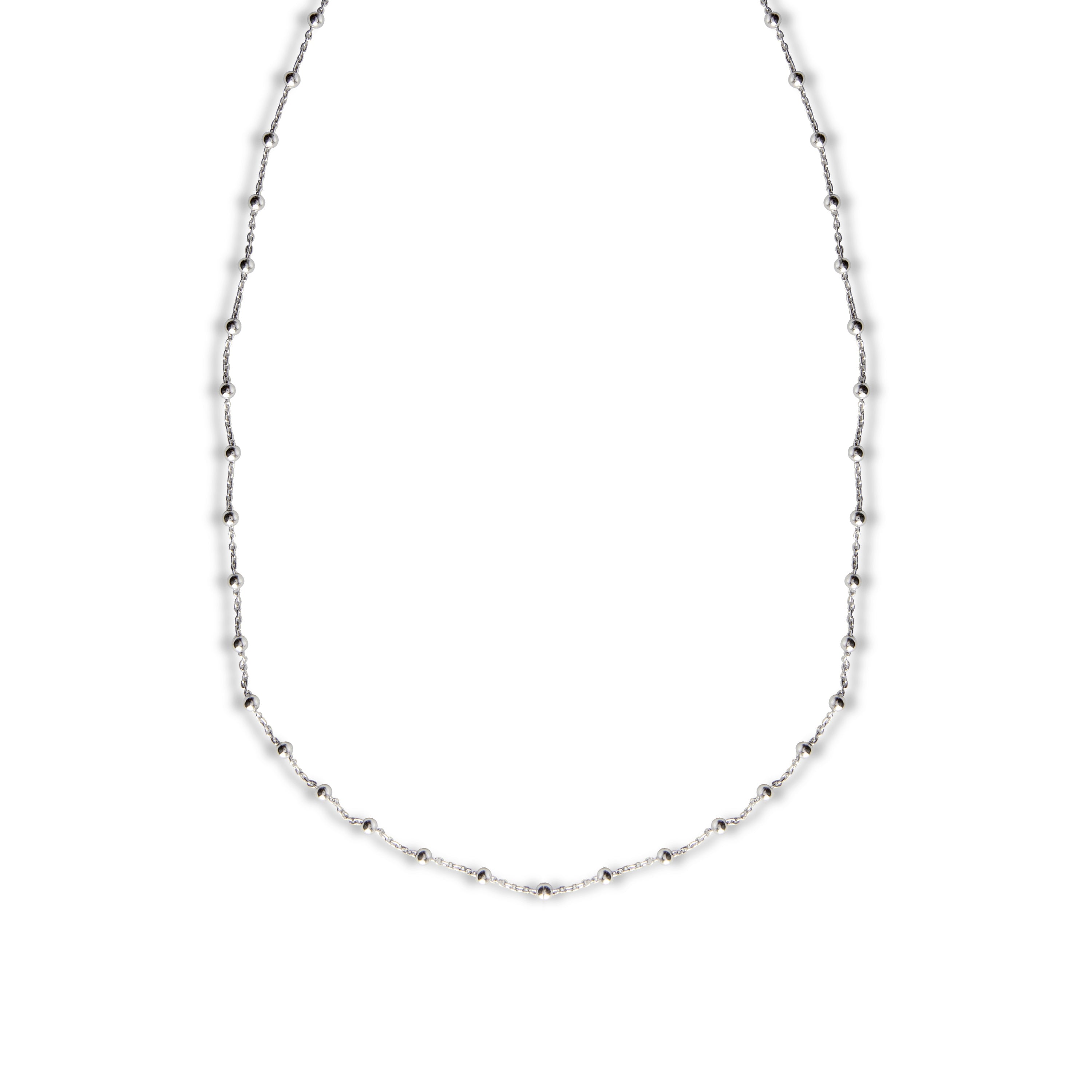 925 Sterling Silver Necklace with Rhodium Finish - Ball