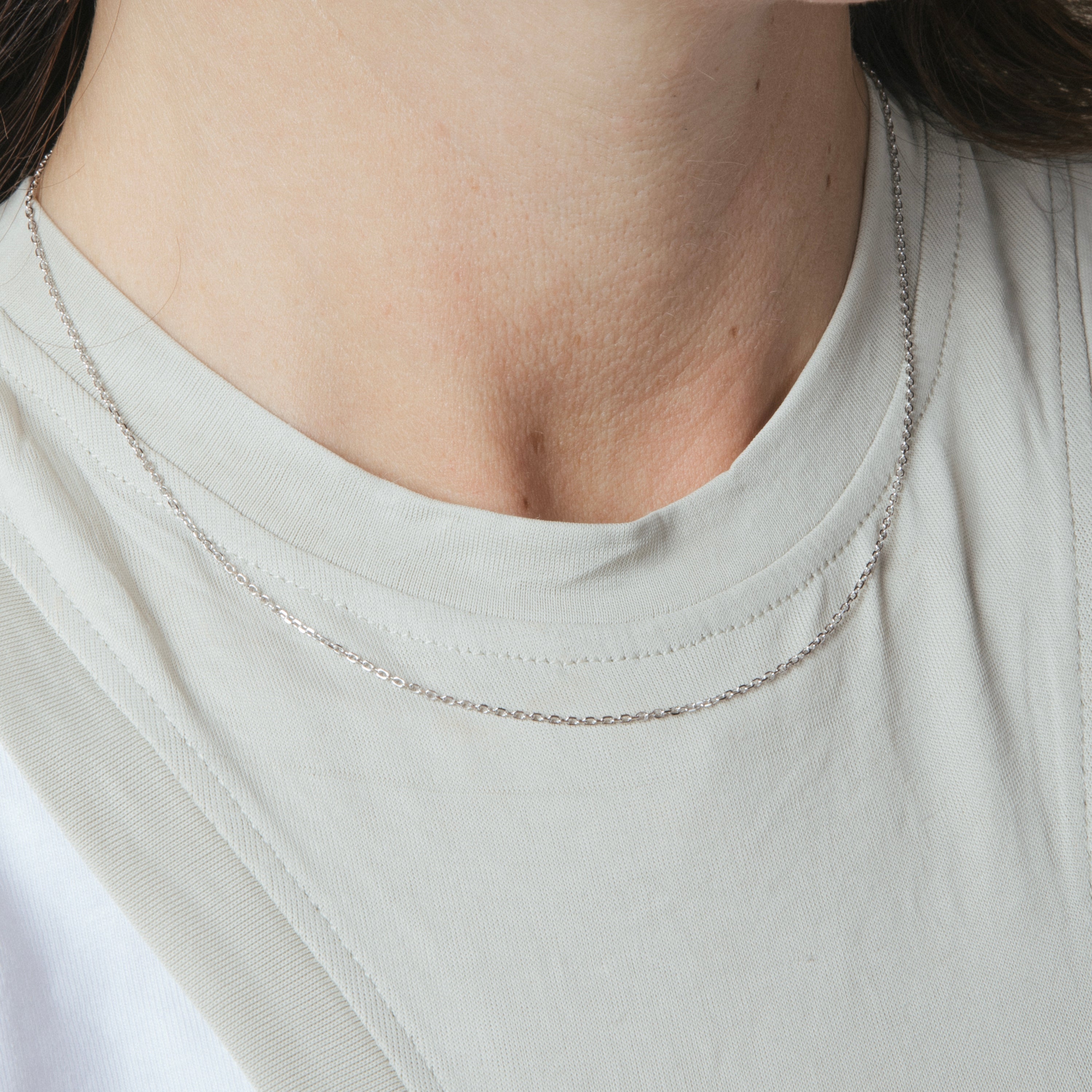 40cm Rhodium-Plated Sterling Silver Chain - Luxenter