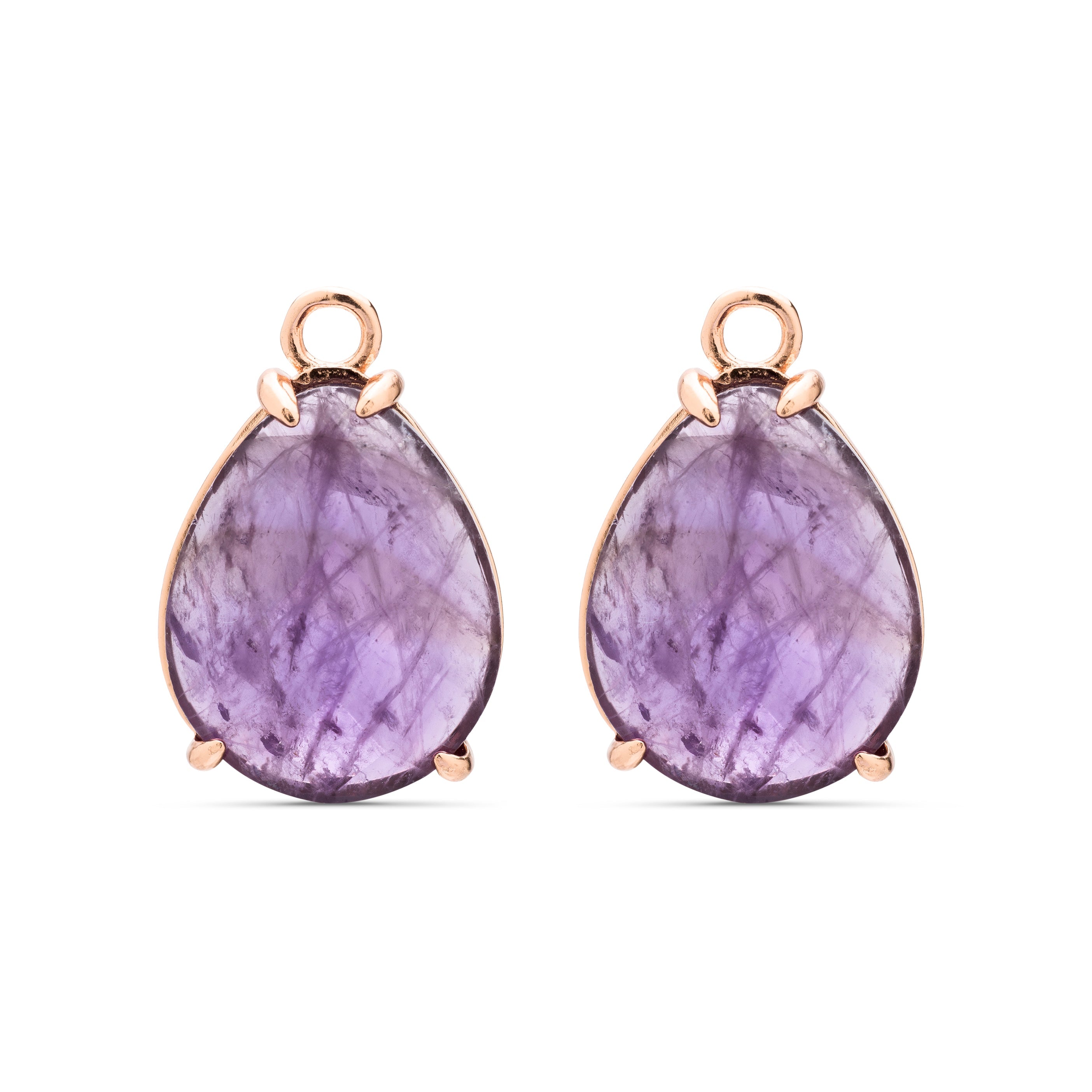 925 Sterling Silver Earrings with Natural Amethyst Finished in 18K Rose Gold - Riathae