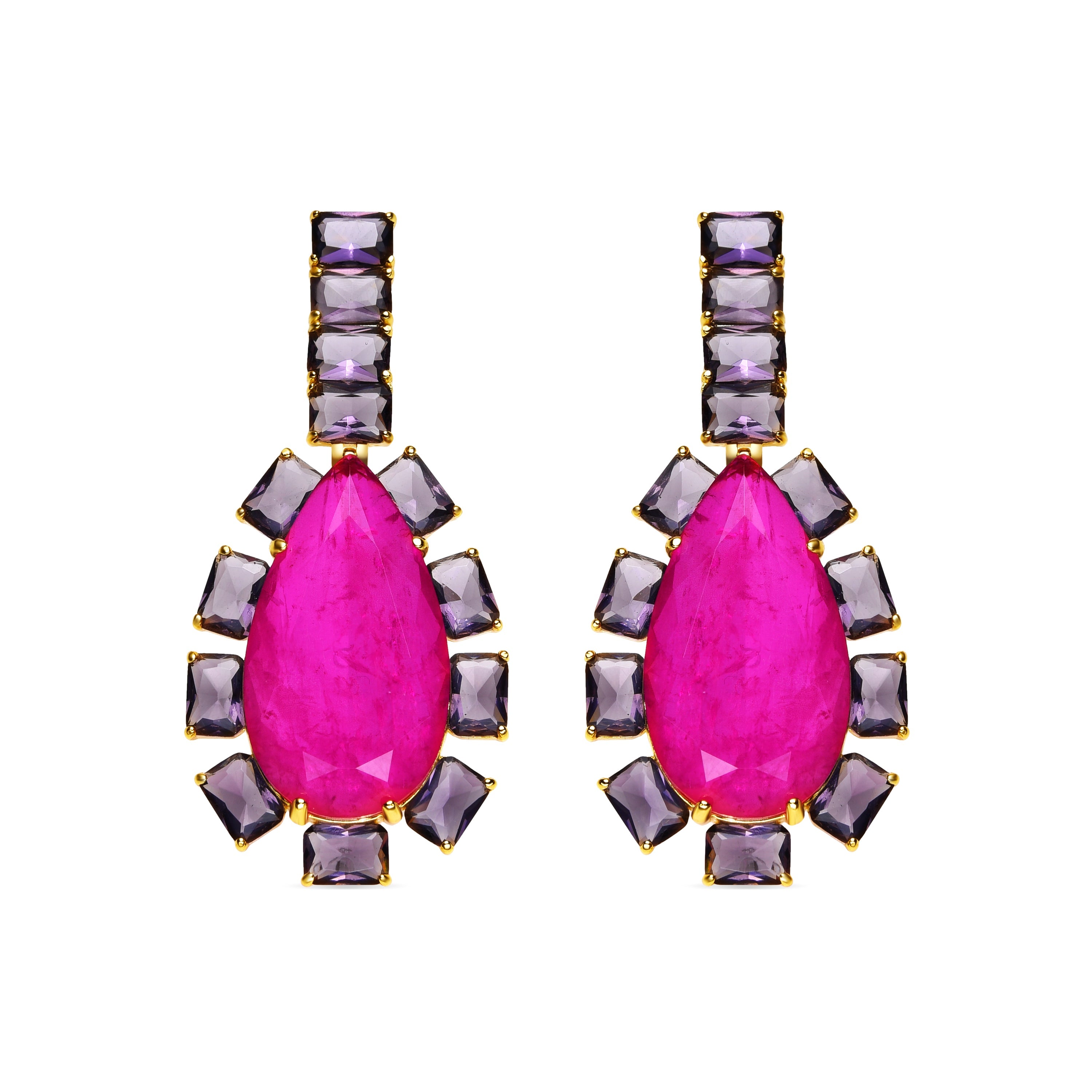 925 Sterling Silver and Multicolor Hydrothermal Quartz Earrings with 18k Gold Finish - Soreus