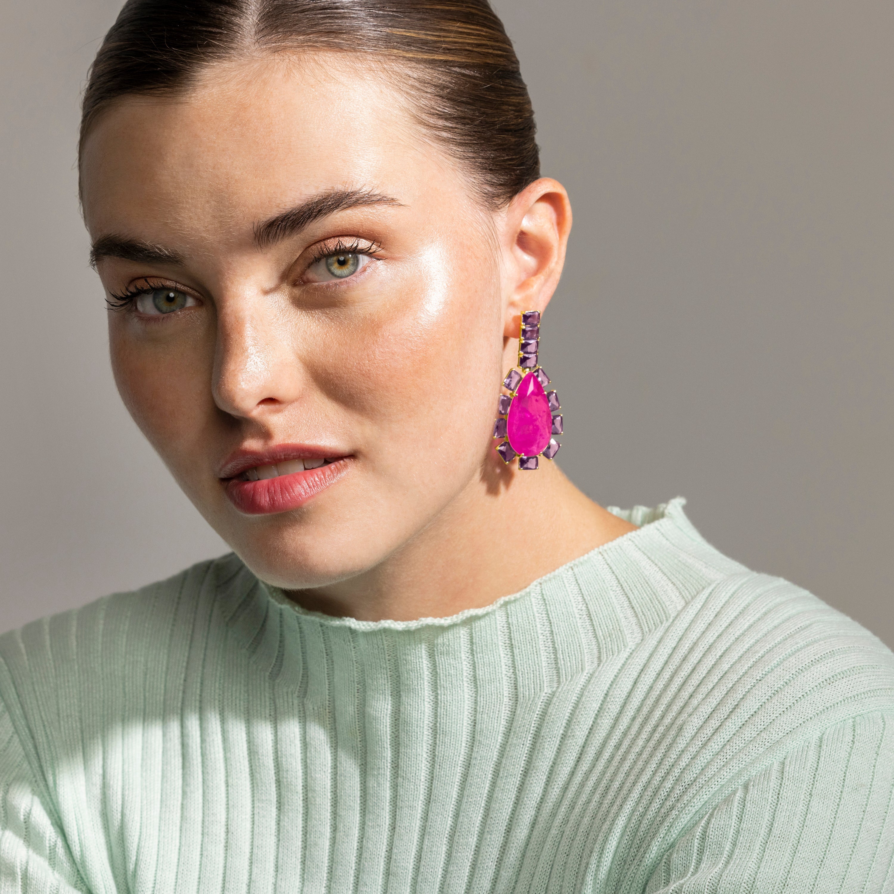 925 Sterling Silver and Multicolor Hydrothermal Quartz Earrings with 18k Gold Finish - Soreus