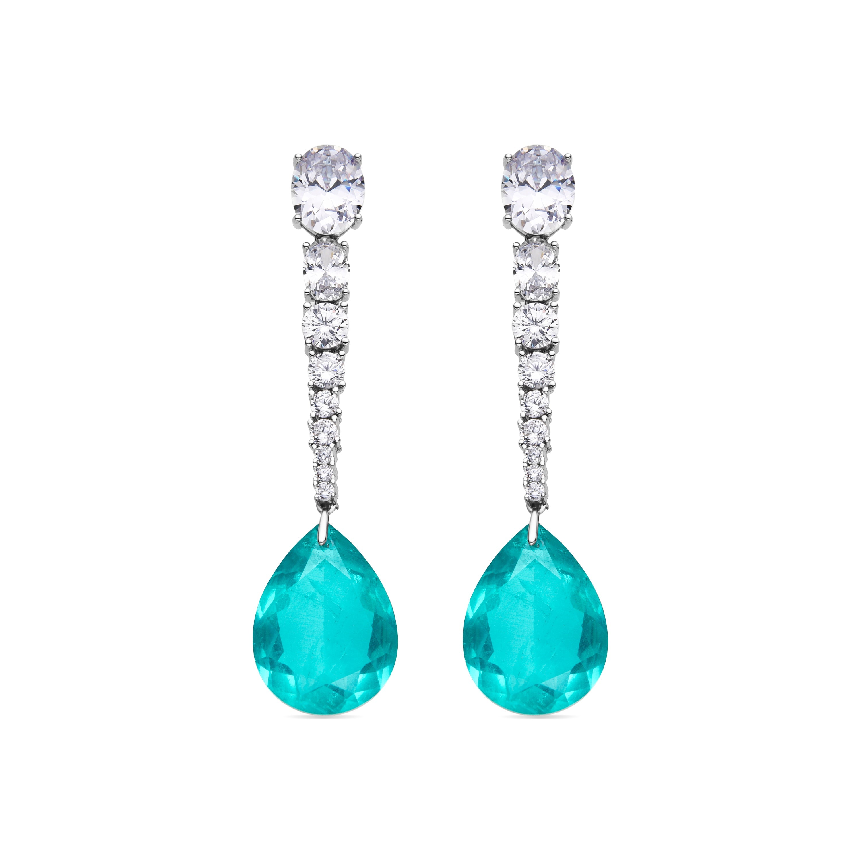 925 Sterling Silver and Light Green Hydrothermal Quartz Earrings with Rhodium Finish - Kim
