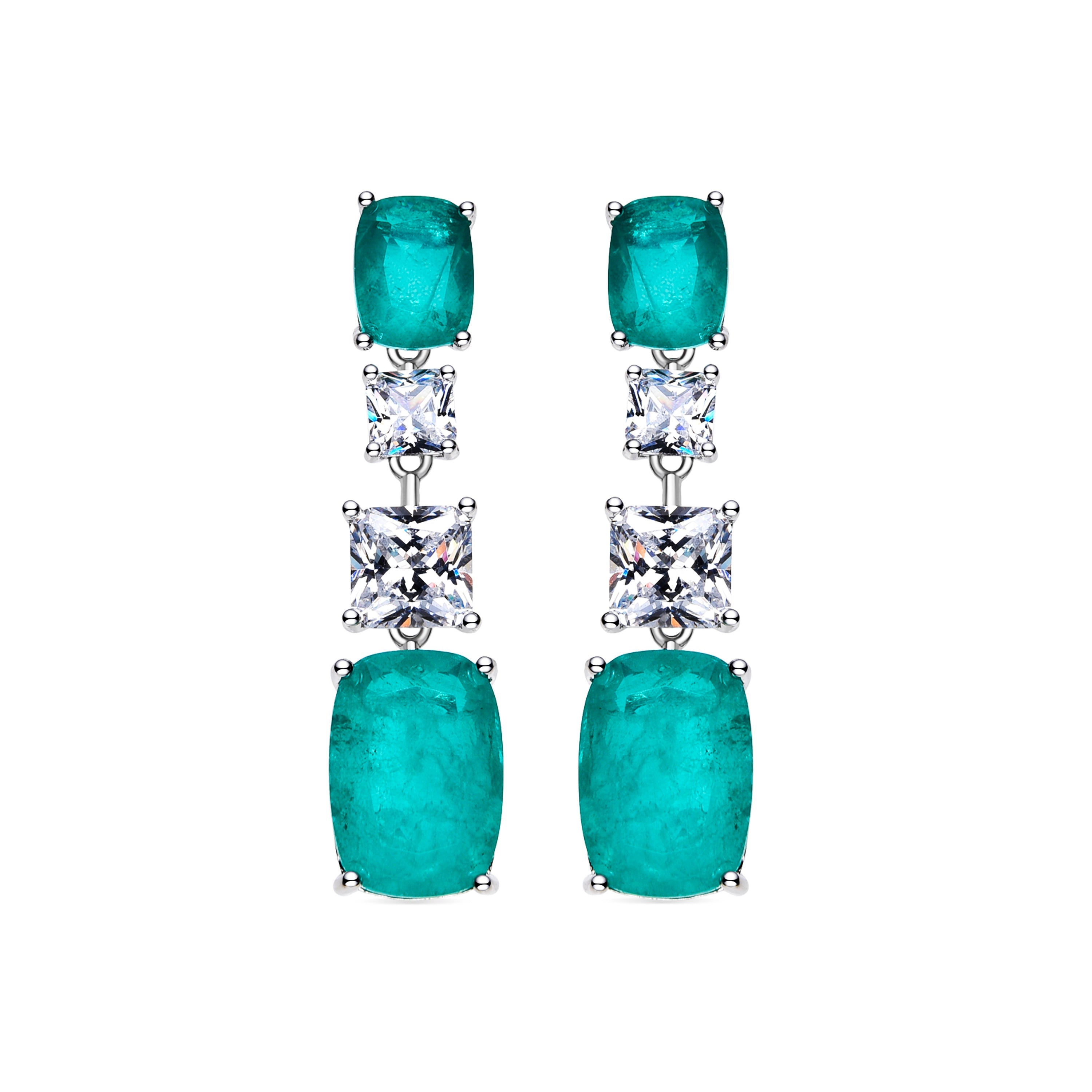 925 Sterling Silver and Light Green Hydrothermal Quartz Earrings with Rhodium Finish - Basimil