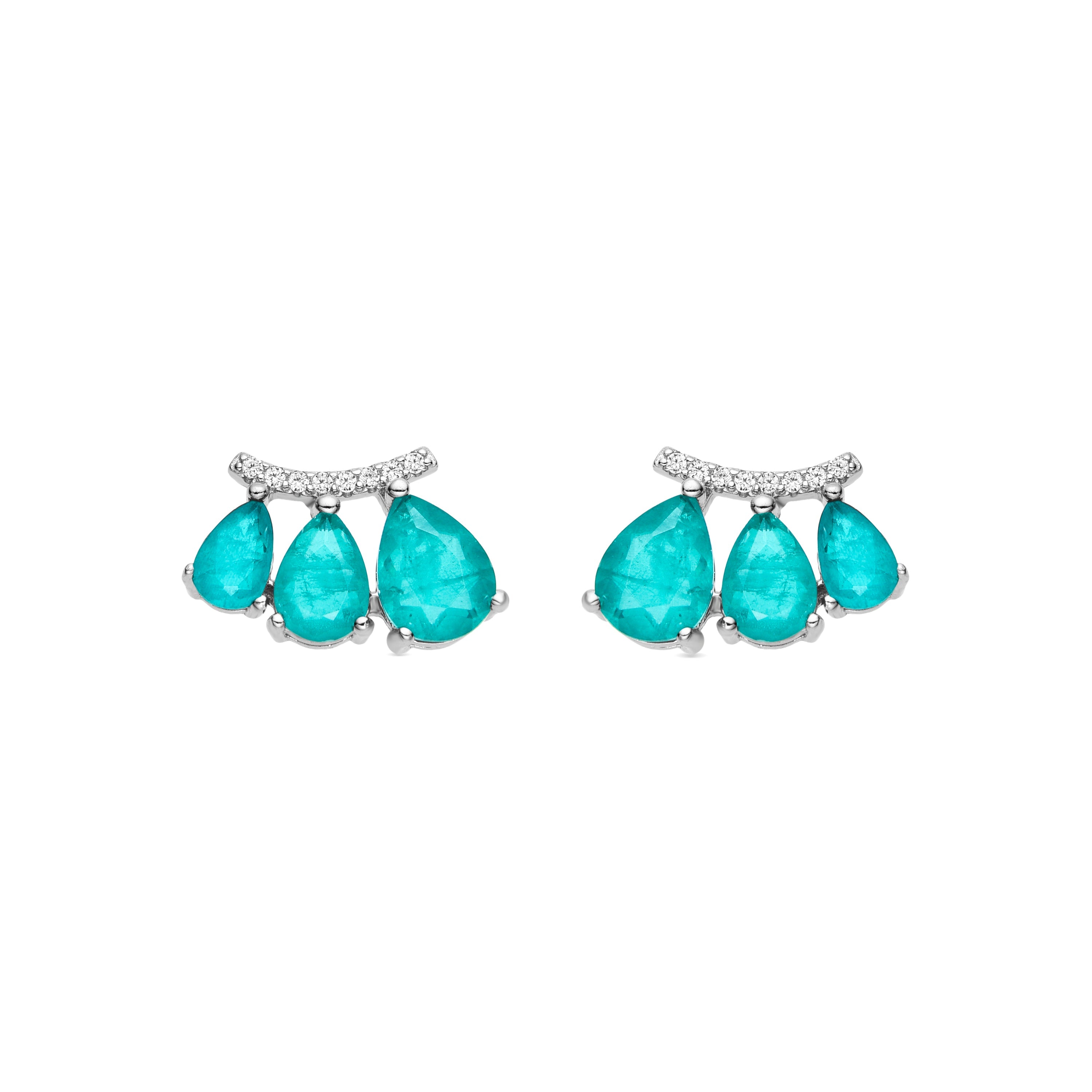 925 Sterling Silver and Light Green Hydrothermal Quartz Earrings with Rhodium Finish - Kaiau