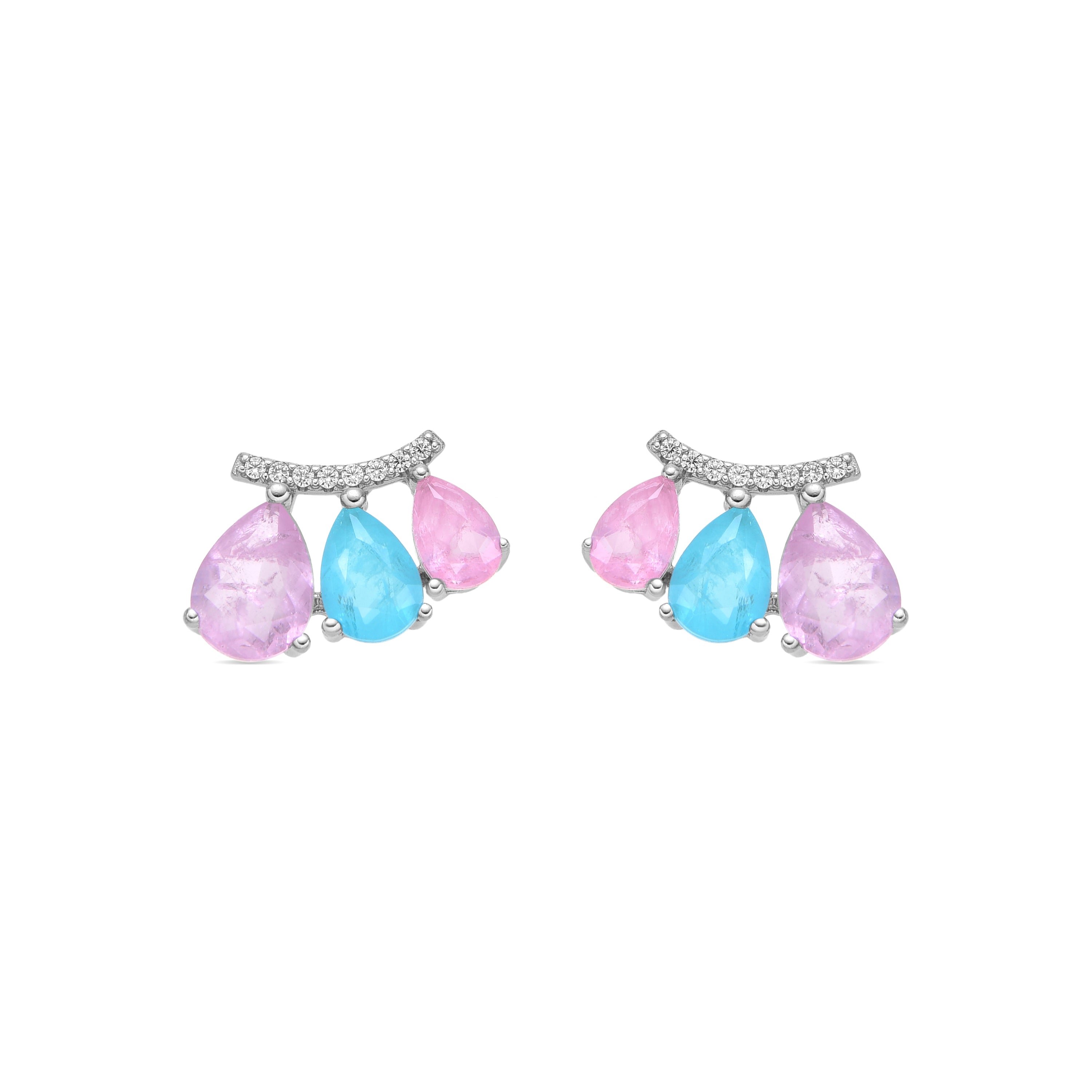 925 Sterling Silver and Multicolor Hydrothermal Quartz Earrings with Rhodium Finish - Kaiau