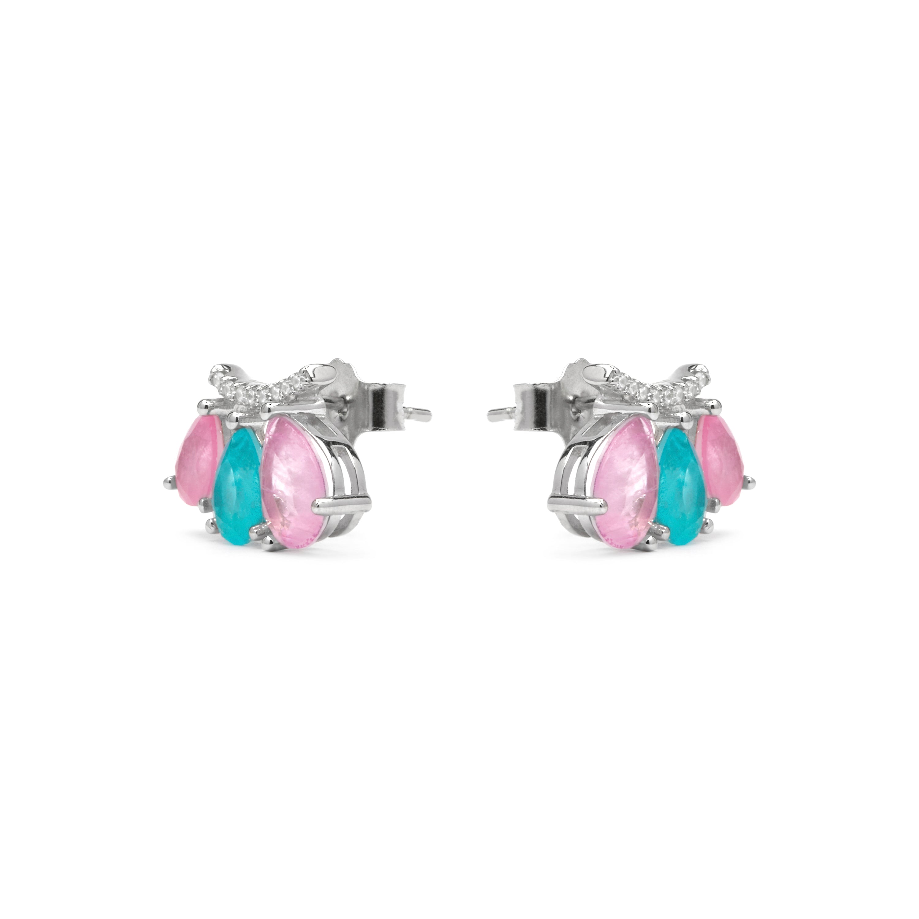 925 Sterling Silver and Multicolor Hydrothermal Quartz Earrings with Rhodium Finish - Kaiau