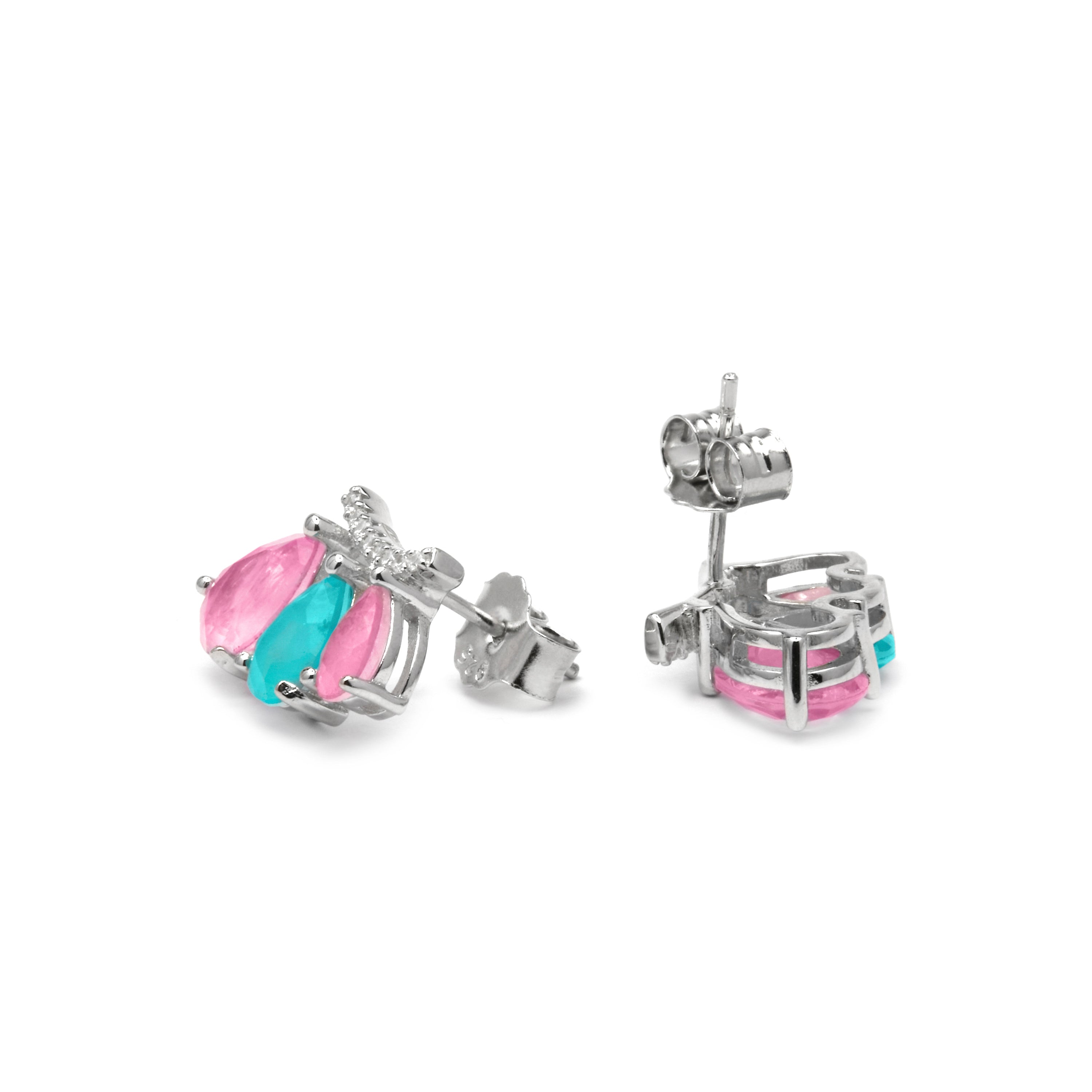 925 Sterling Silver and Multicolor Hydrothermal Quartz Earrings with Rhodium Finish - Kaiau