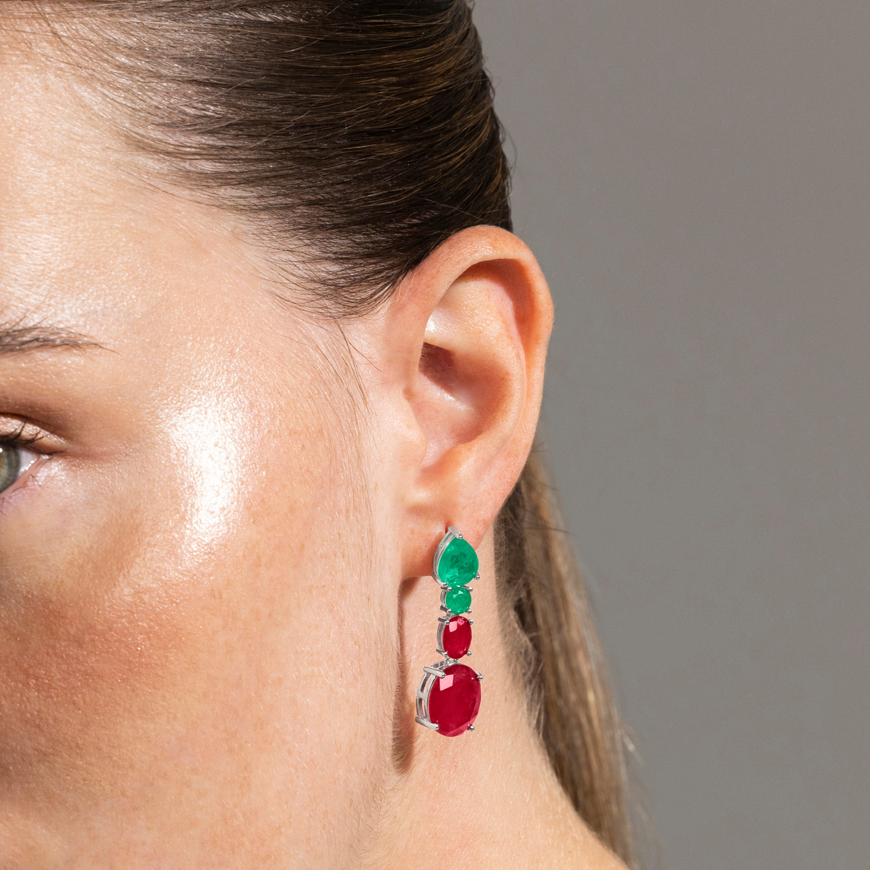 925 Sterling Silver and Cherry Hydrothermal Quartz Earrings with Rhodium Finish - Shavas