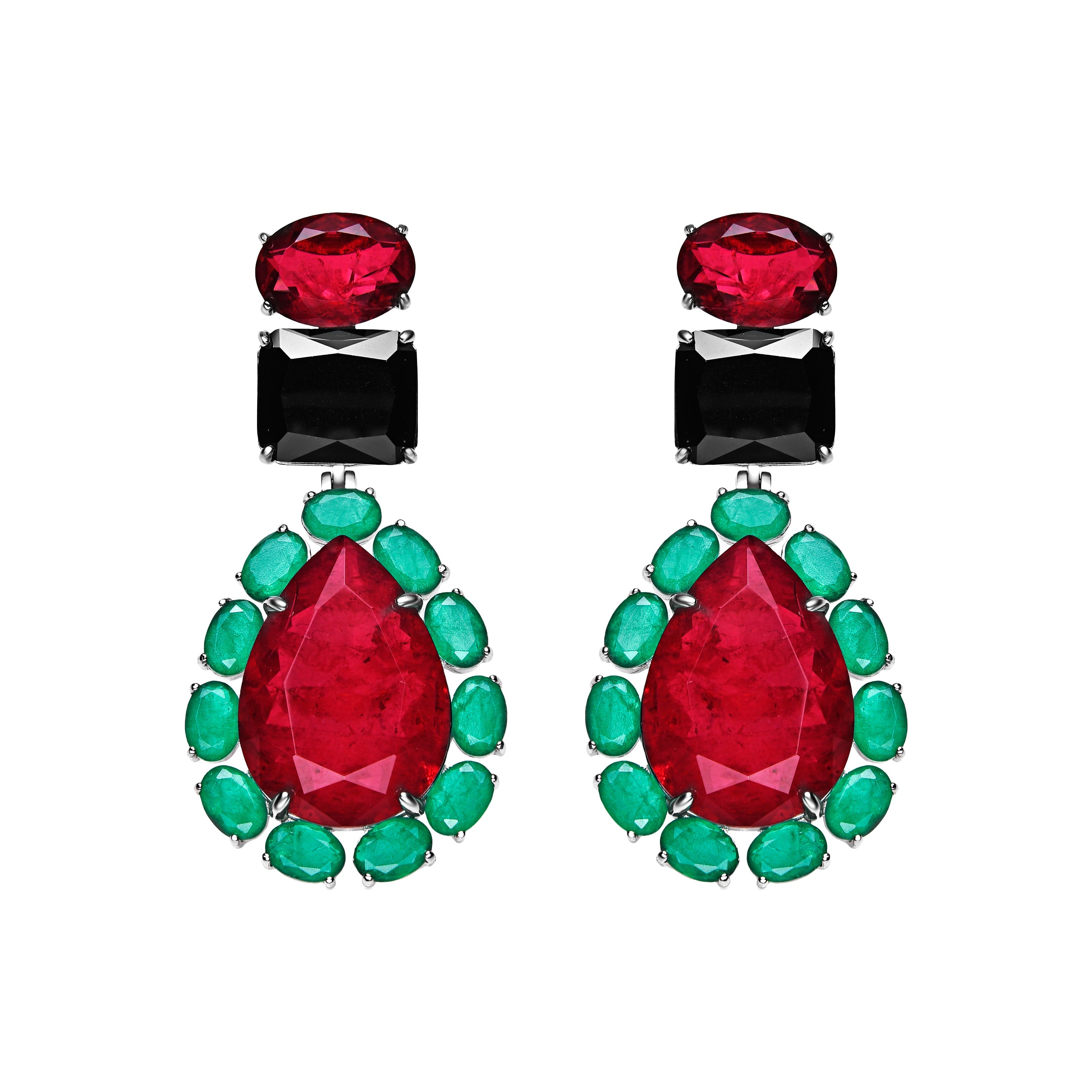 925 Sterling Silver and Cherry Hydrothermal Quartz Earrings with Rhodium Finish - Shavas