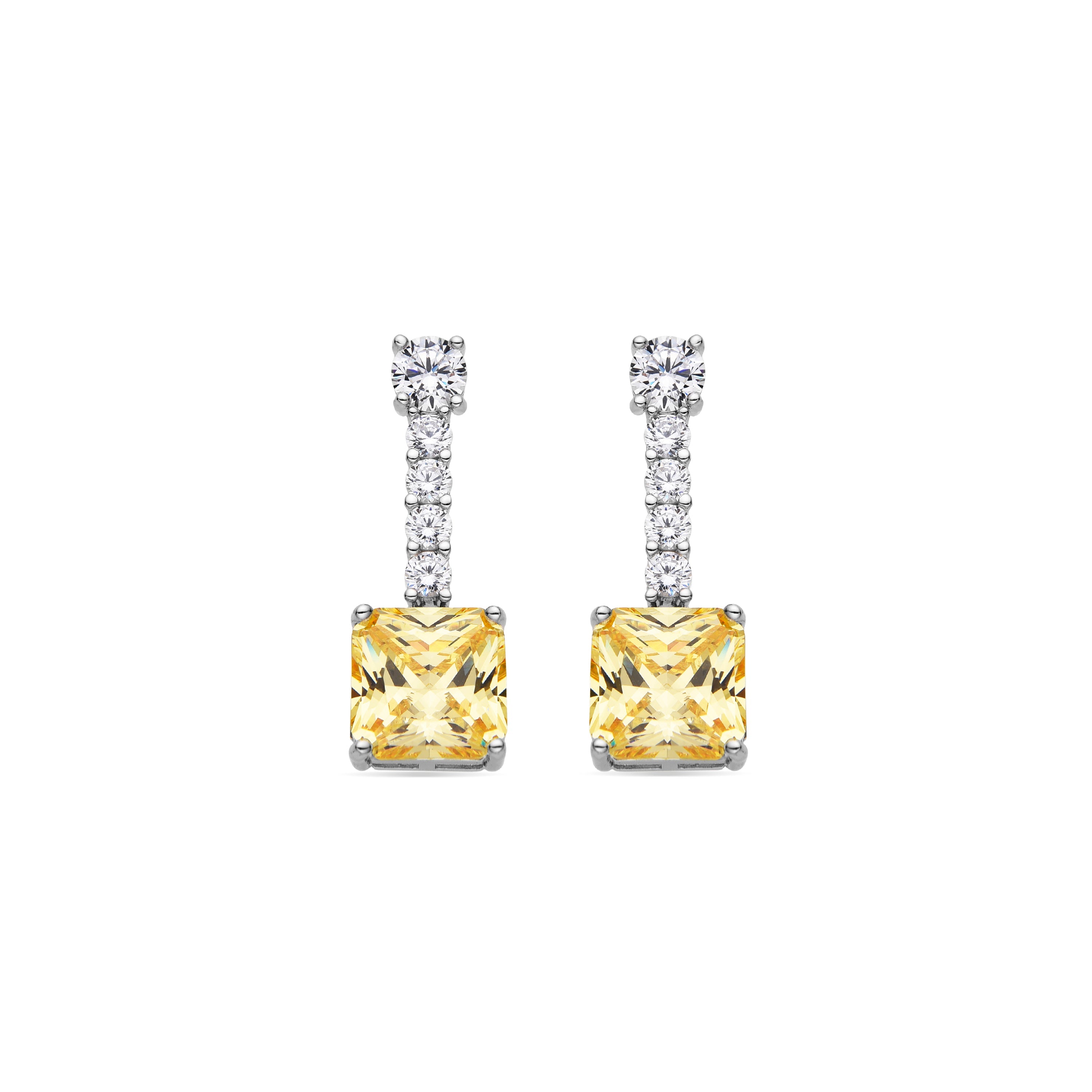 925 Sterling Silver and Padparadscha Earrings in Rhodium Finish - Asju