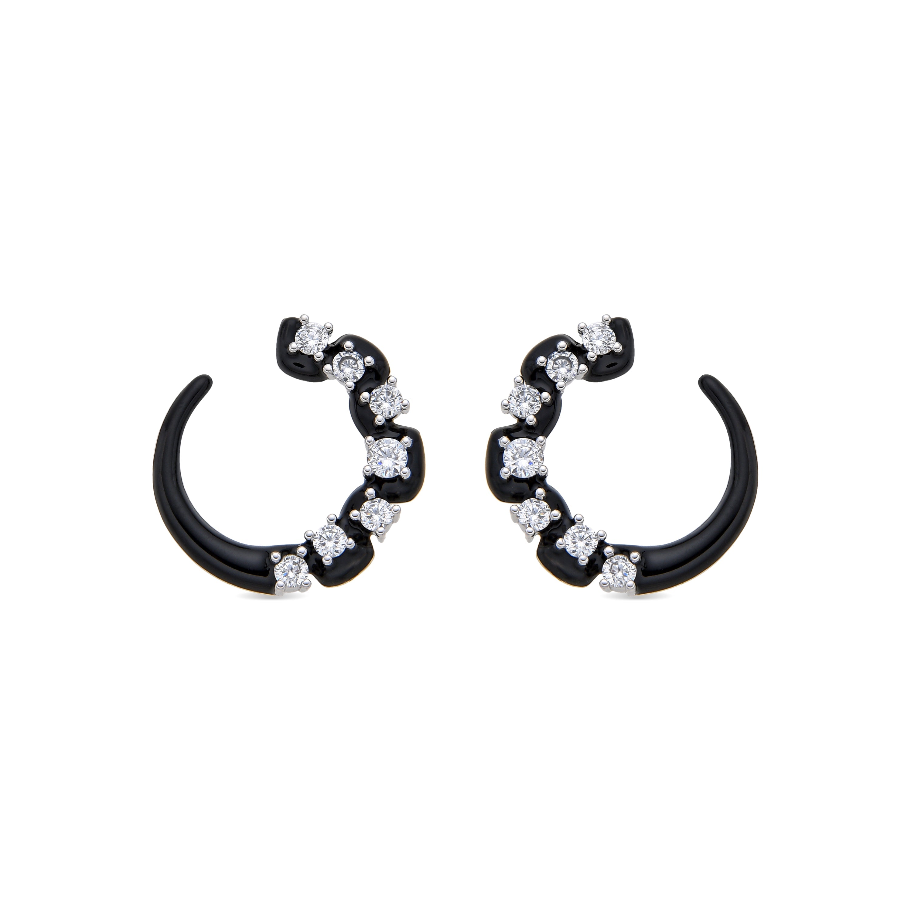 925 Sterling Silver and Brilliant Zirconia Earrings, Rhodium Finish - Dekbu