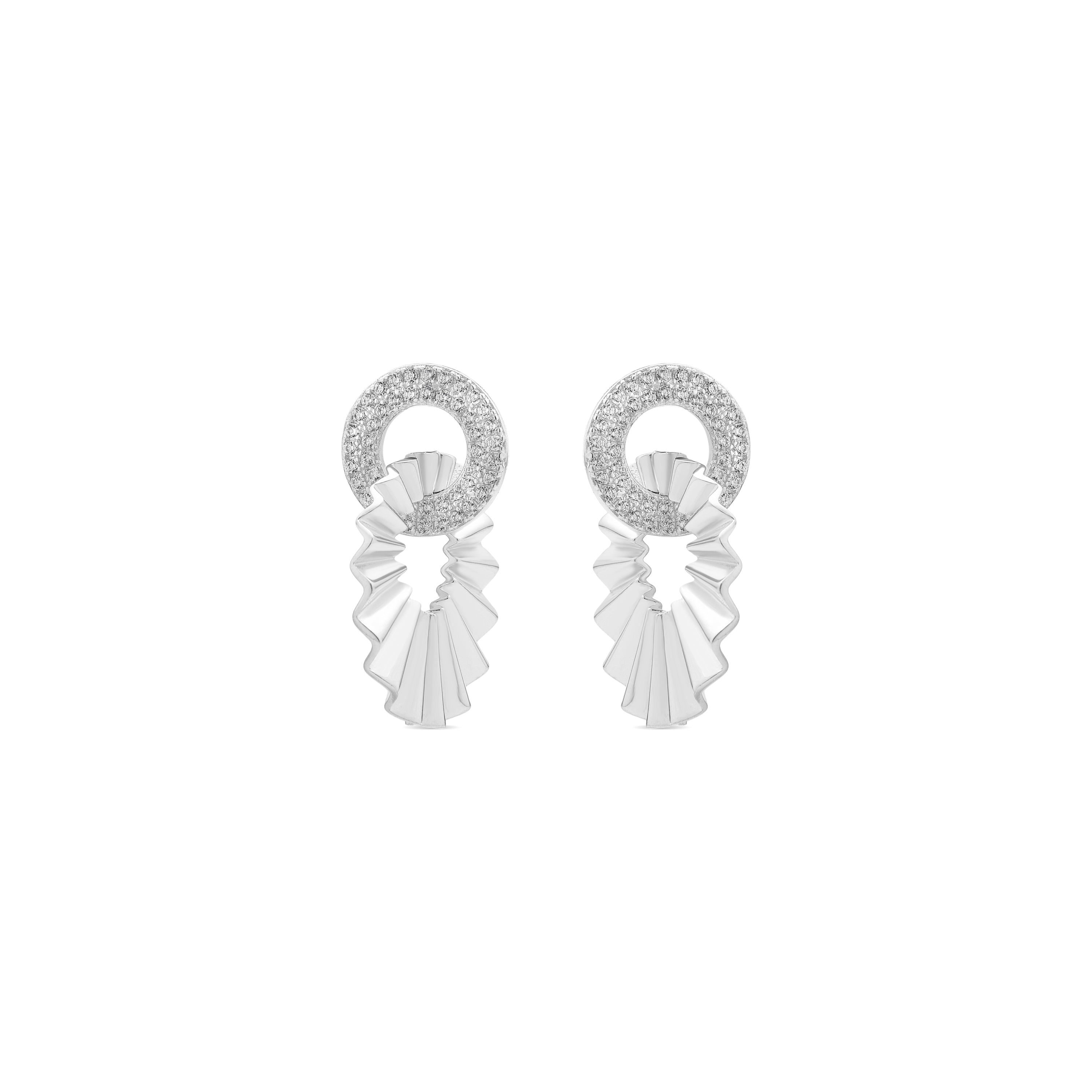 925 Sterling Silver and Brilliant Zirconia Earrings, Rhodium Finish - Hafa