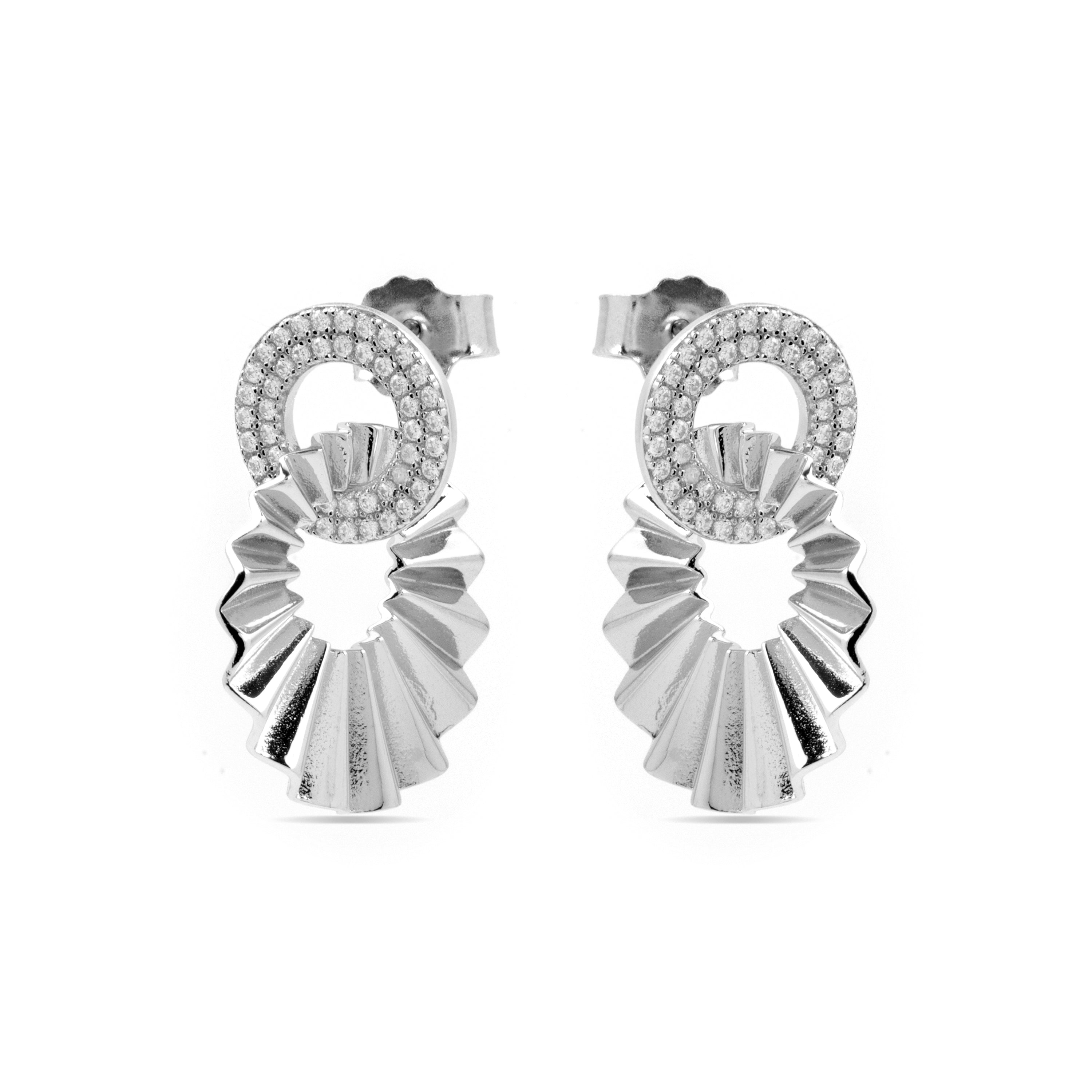 Pendientes de Plata de Ley 925 y Circonita Brillante acabado rodio - Hafa