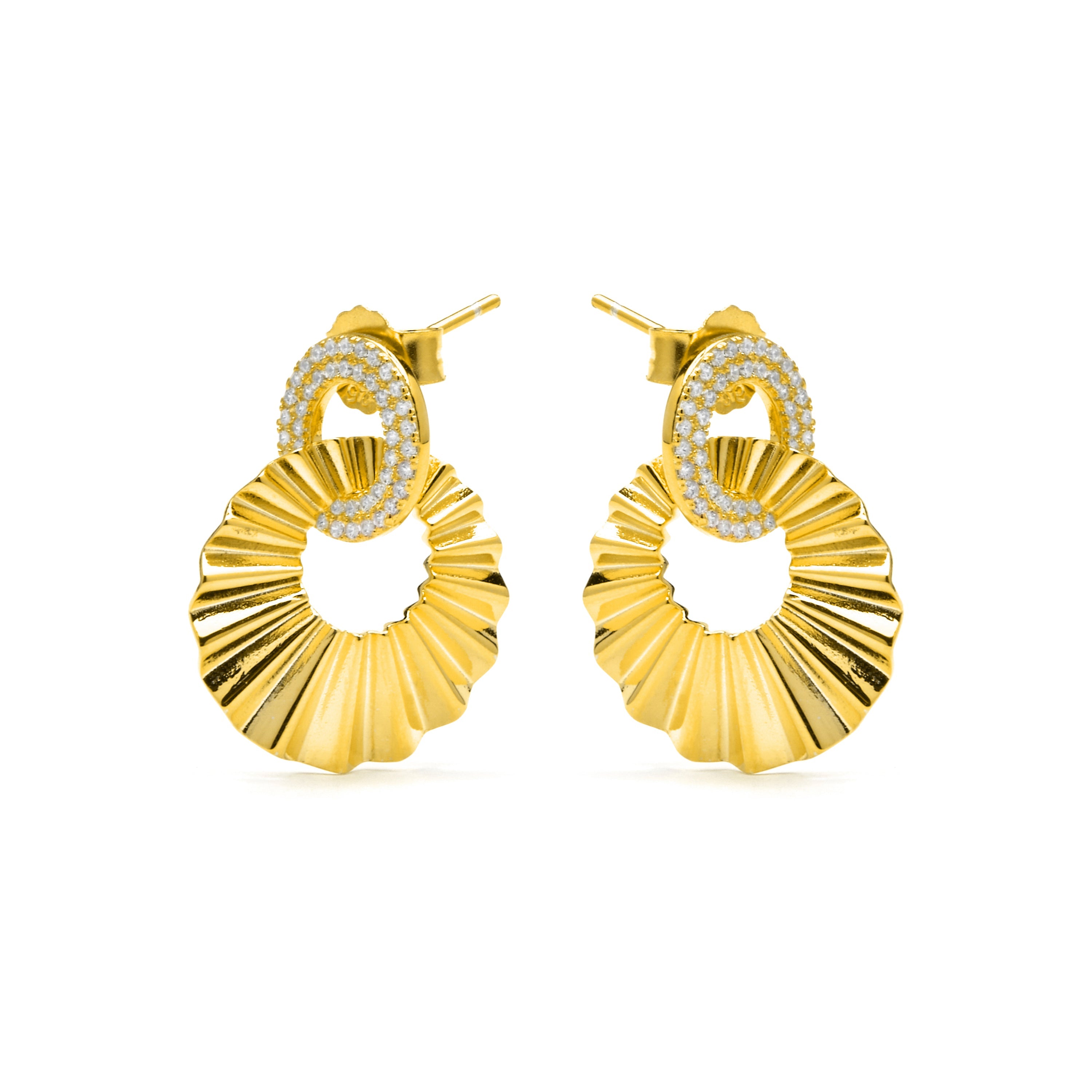 Pendientes de Plata de Ley 925 y Circonita Brillante acabado oro amarillo de 18k - Hafa