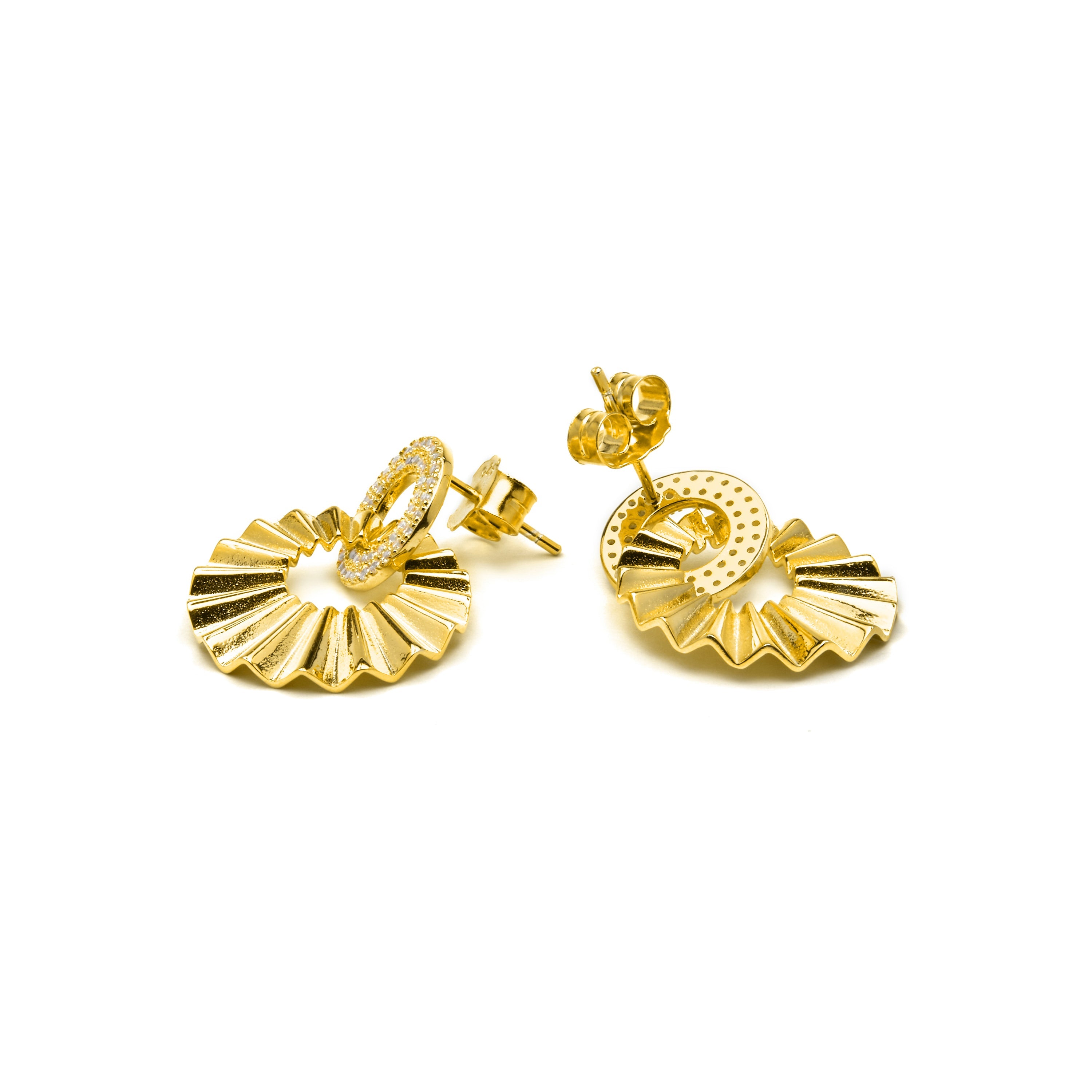 Pendientes de Plata de Ley 925 y Circonita Brillante acabado oro amarillo de 18k - Hafa