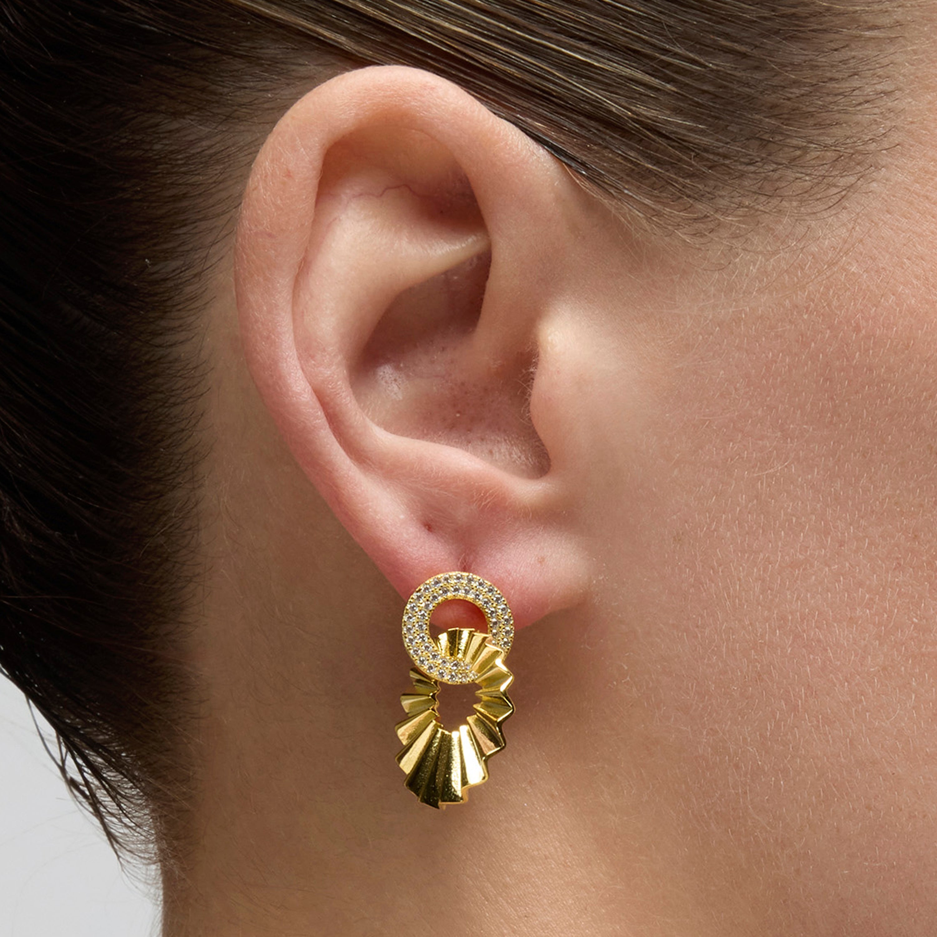 Pendientes de Plata de Ley 925 y Circonita Brillante acabado oro amarillo de 18k - Hafa
