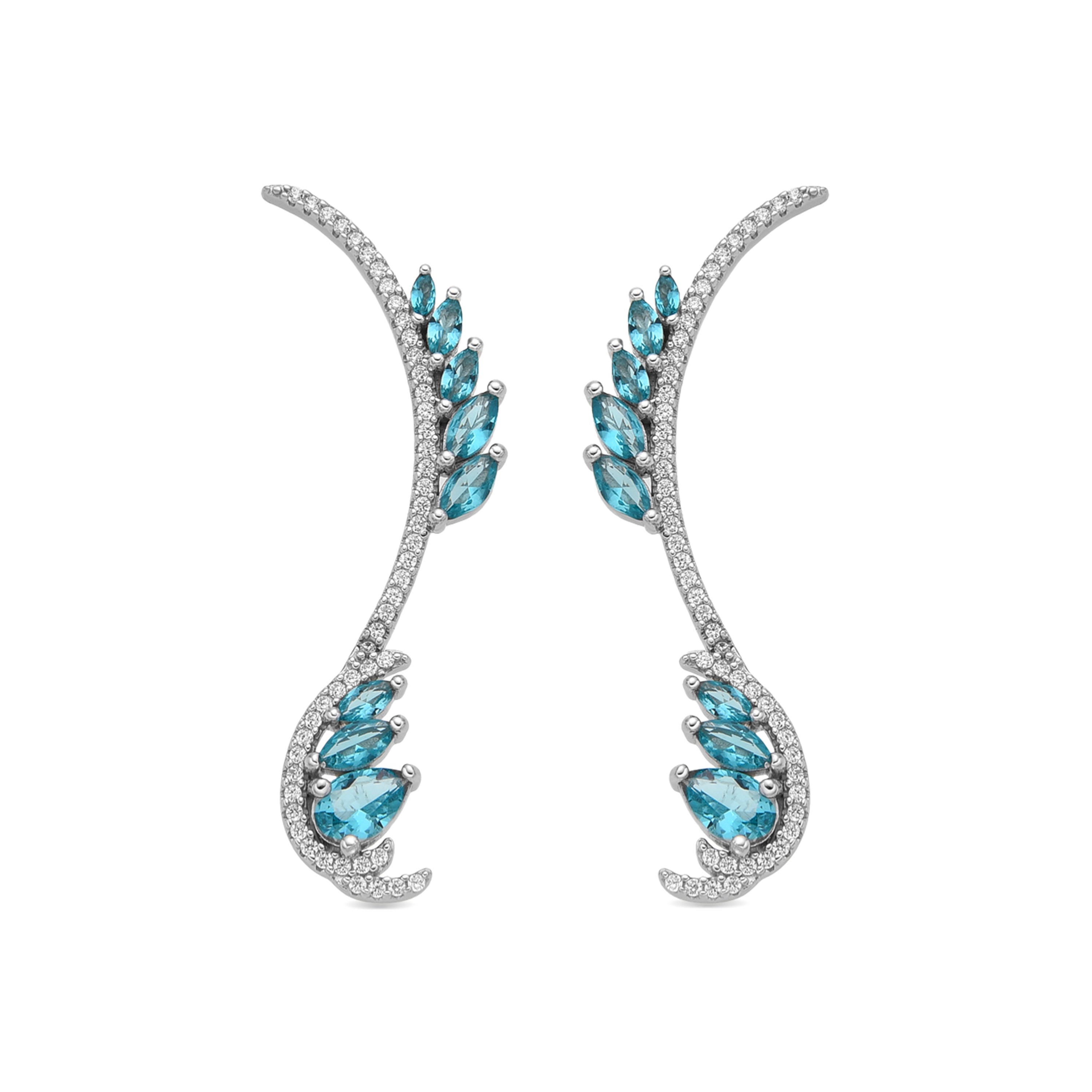 925 Sterling Silver and Paraiba Green Hydrothermal Quartz Earrings with Rhodium Finish - Layra