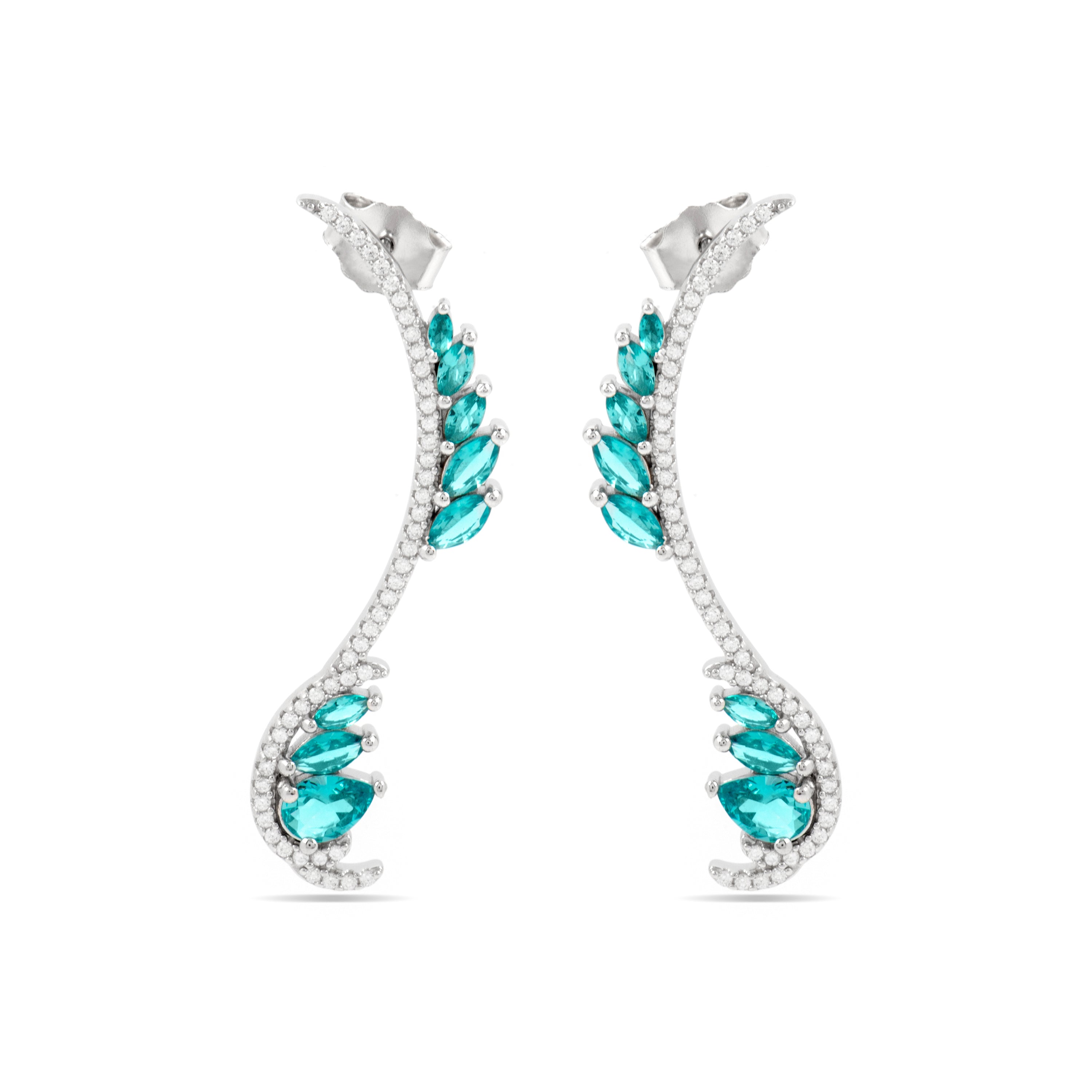 925 Sterling Silver and Paraiba Green Hydrothermal Quartz Earrings with Rhodium Finish - Layra