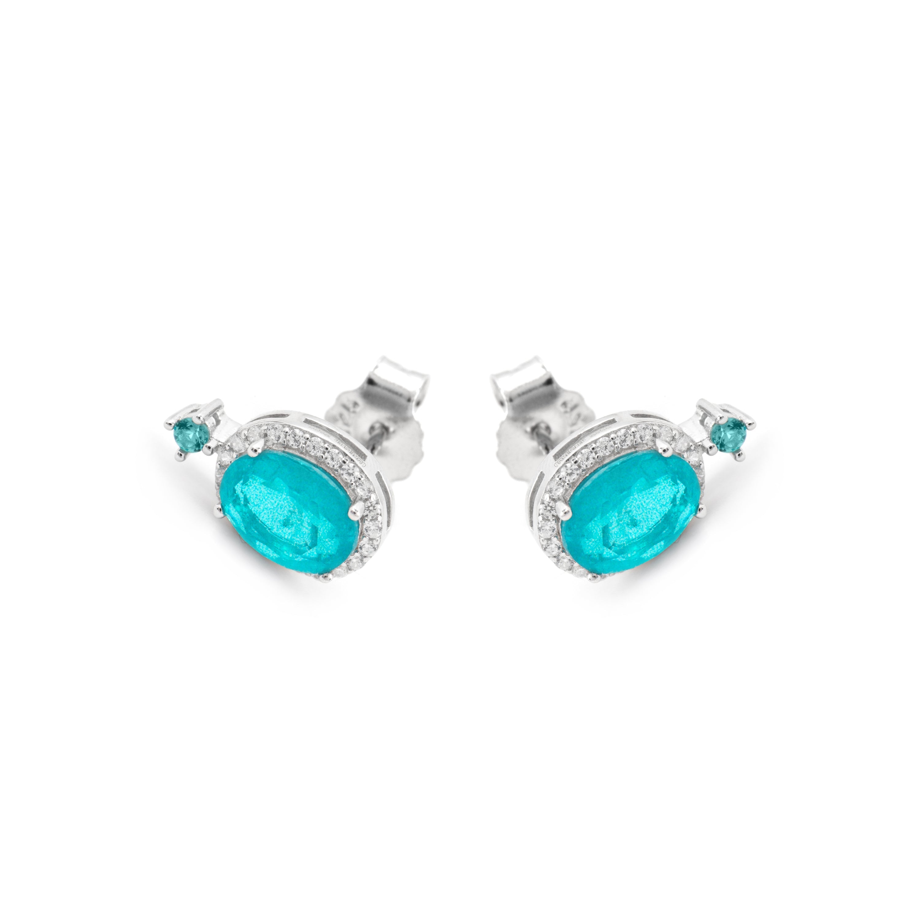 925 Sterling Silver and Paraiba Green Hydrothermal Quartz Earrings with Rhodium Finish - Ikner