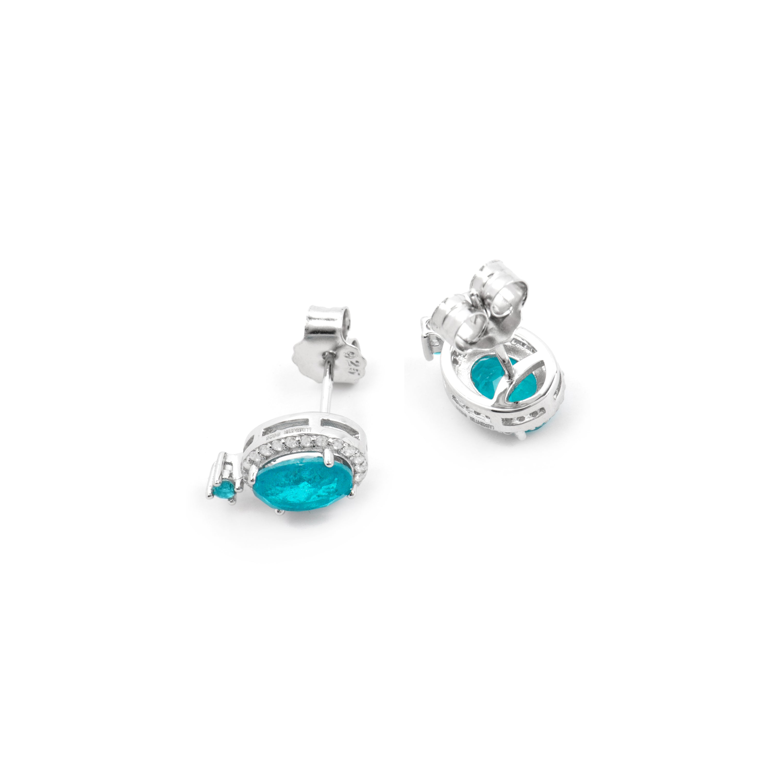 925 Sterling Silver and Paraiba Green Hydrothermal Quartz Earrings with Rhodium Finish - Ikner