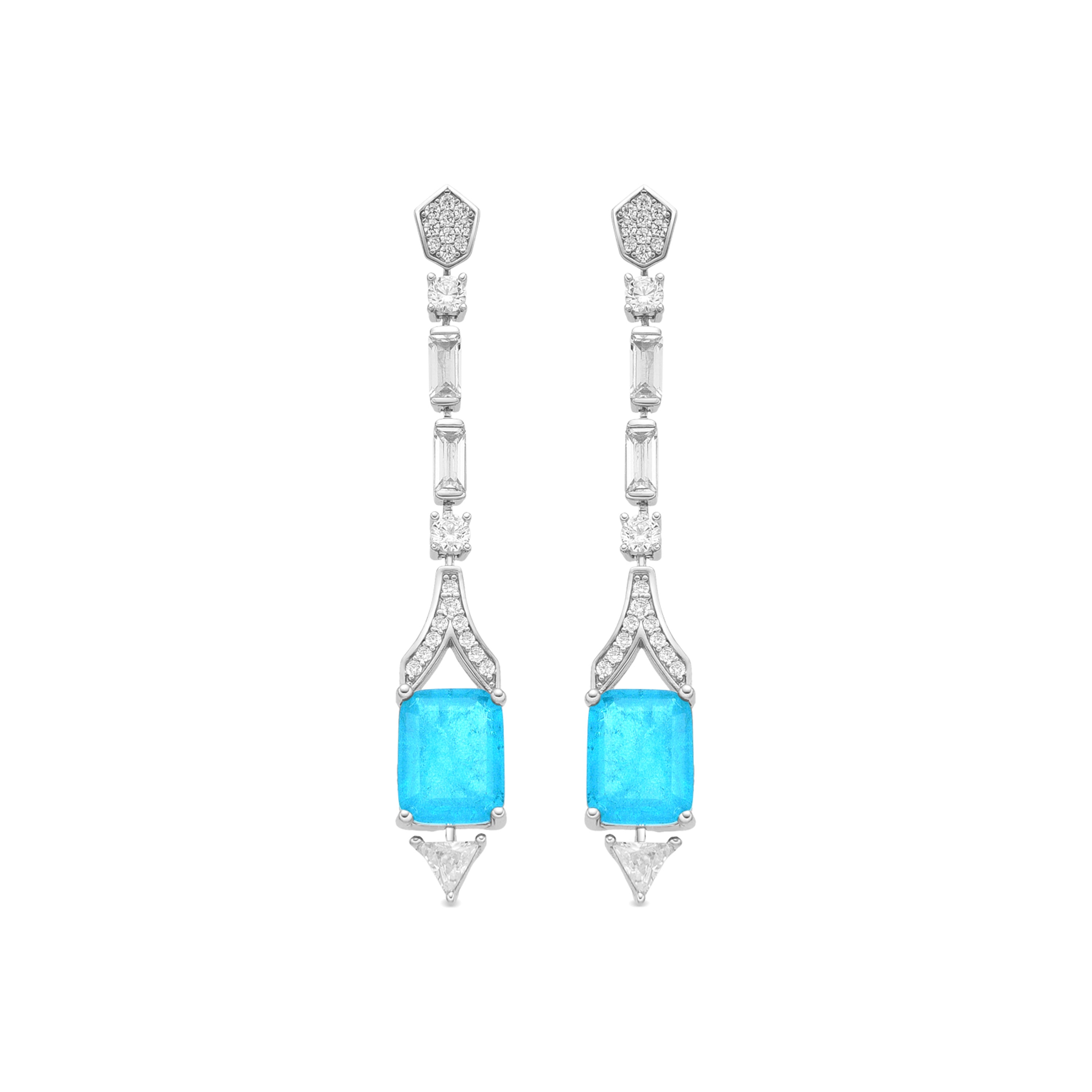 925 Sterling Silver and Paraiba Green Hydrothermal Quartz Earrings with Rhodium Finish - Slaran