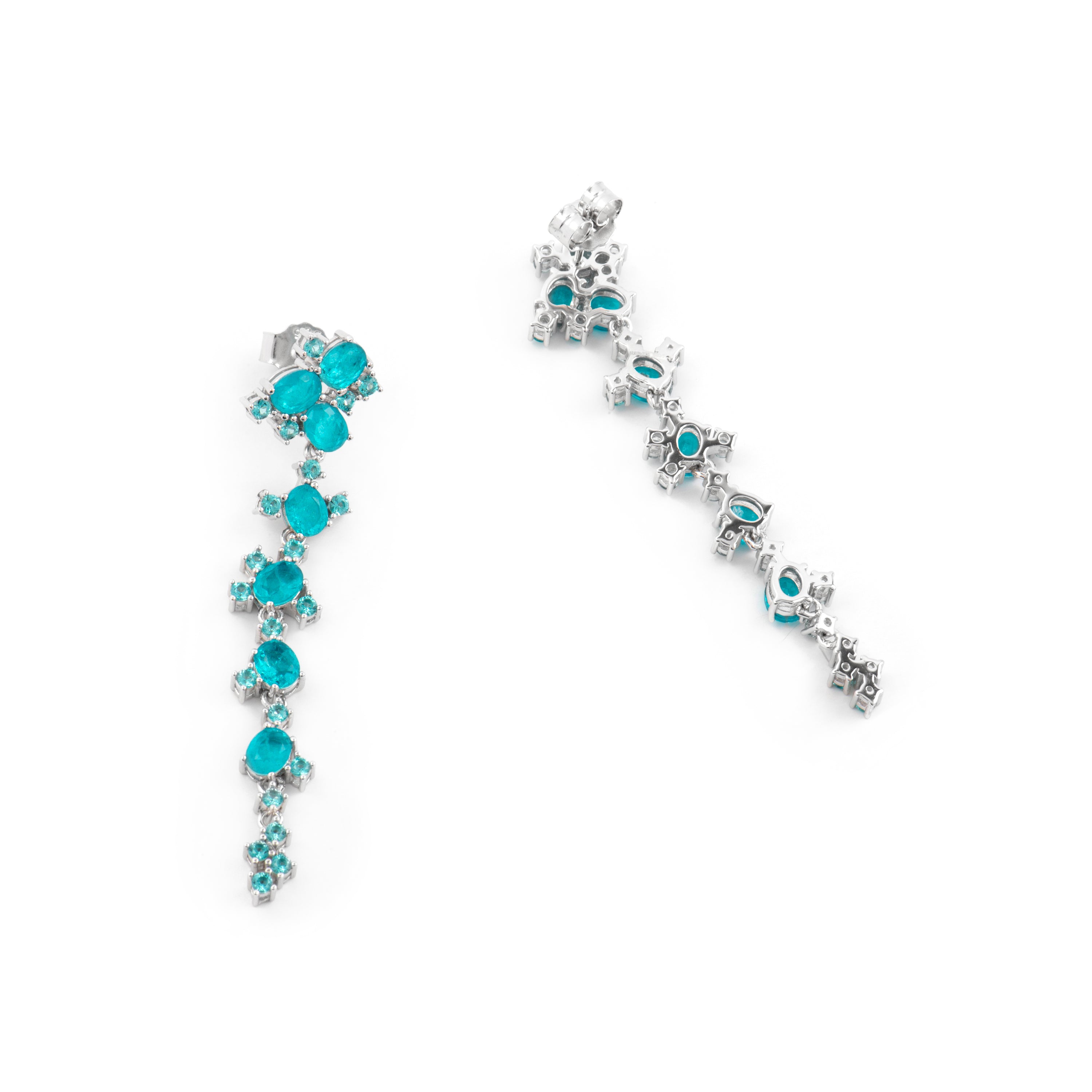 925 Sterling Silver and Paraiba Green Hydrothermal Quartz Earrings with Rhodium Finish - Jaitha