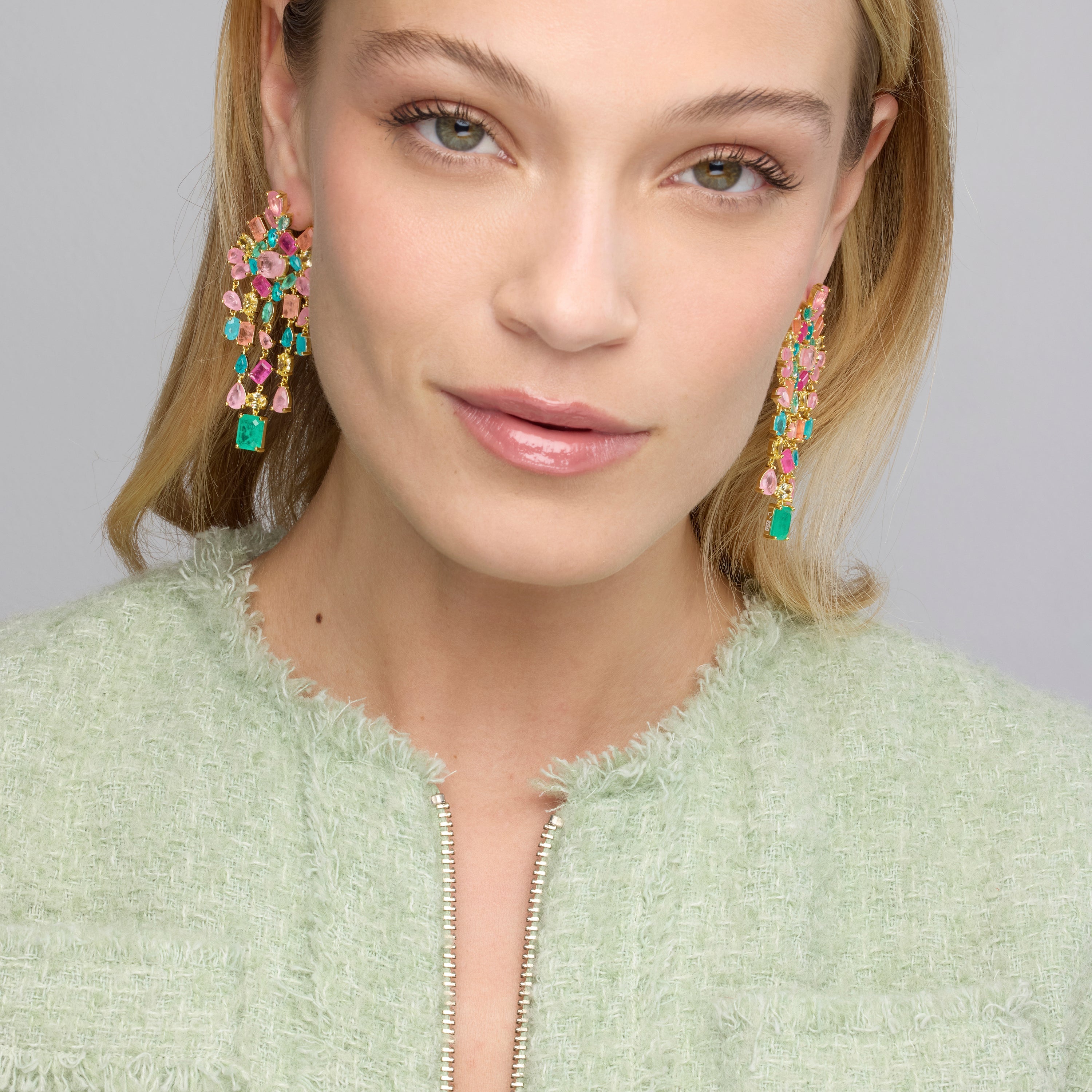 925 Sterling Silver and Multicolor Hydrothermal Quartz Earrings in 18k Yellow Gold Finish - Pangha