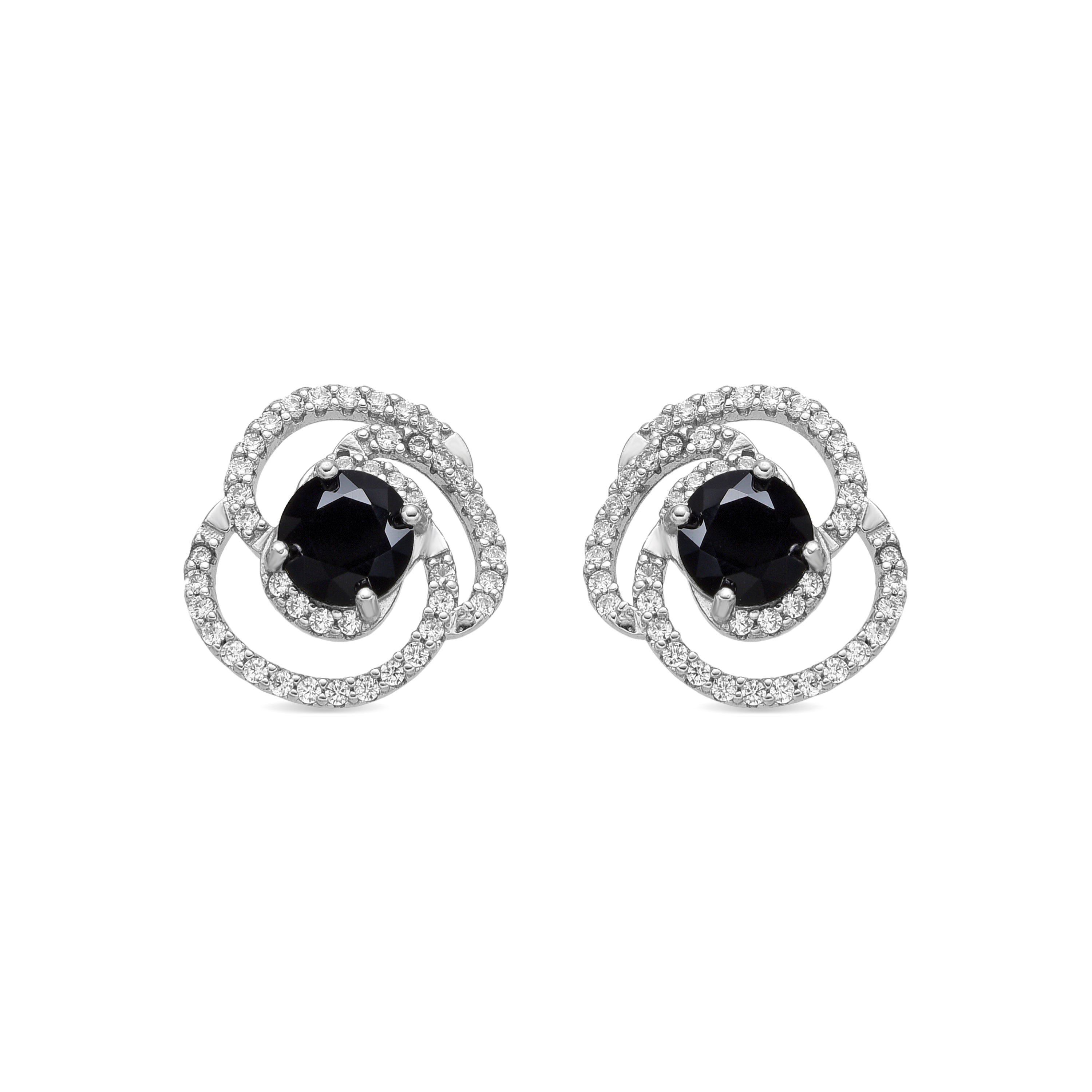 925 Sterling Silver and Onyx Zirconia Earrings with Rhodium Finish - Tyve