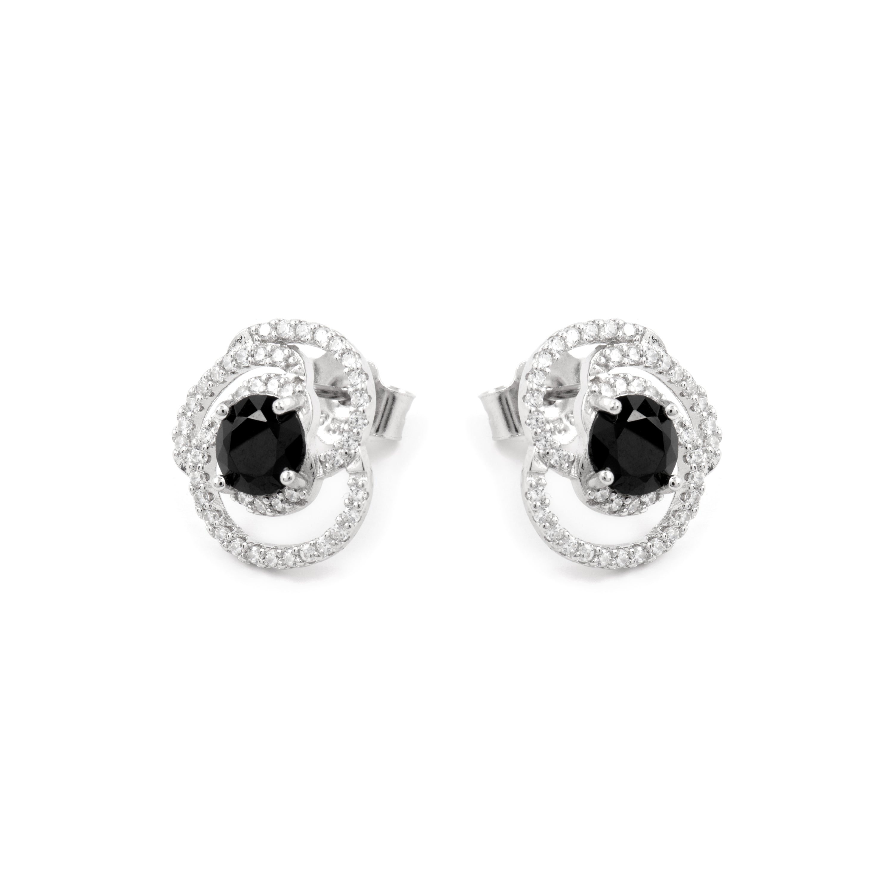 925 Sterling Silver and Onyx Zirconia Earrings with Rhodium Finish - Tyve