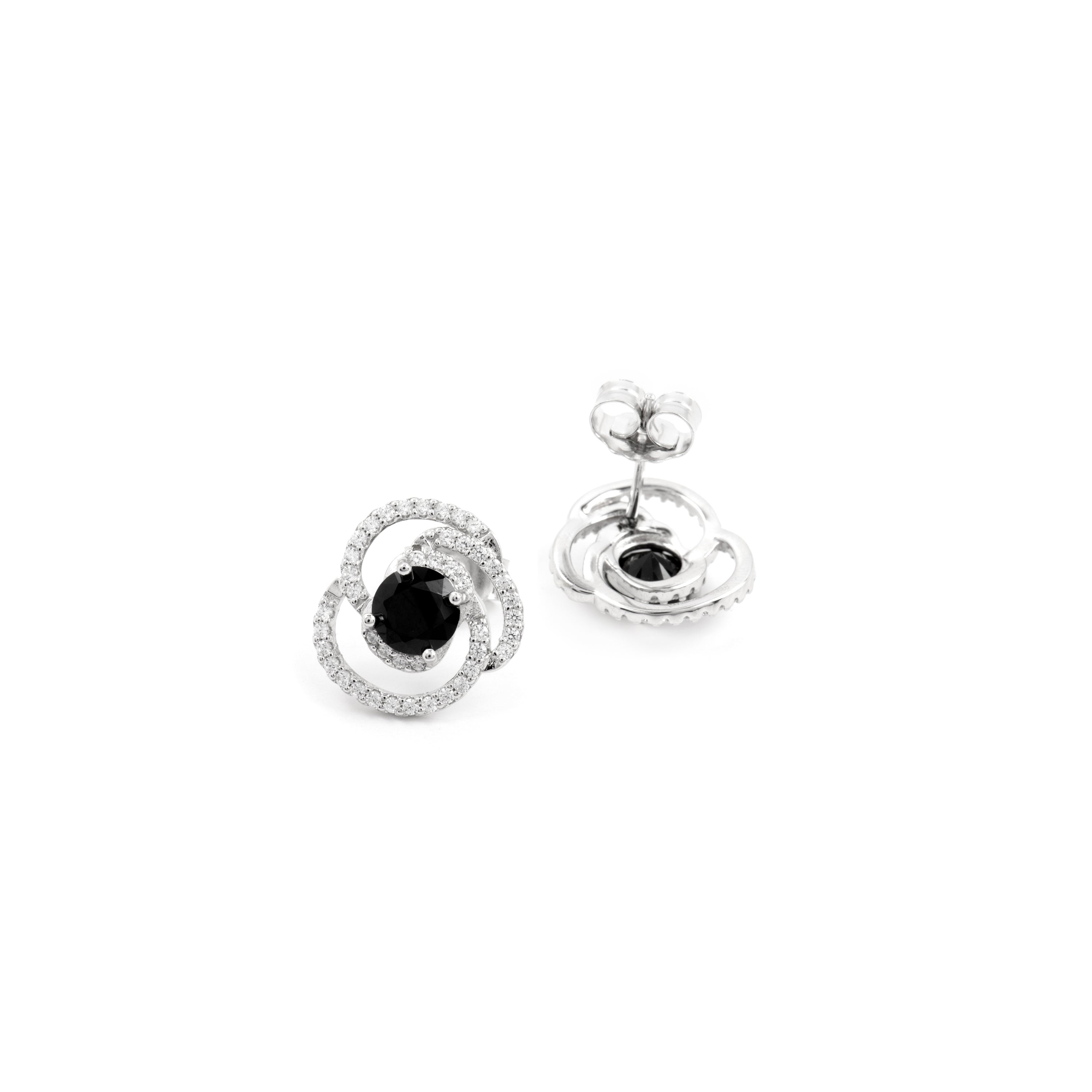 925 Sterling Silver and Onyx Zirconia Earrings with Rhodium Finish - Tyve