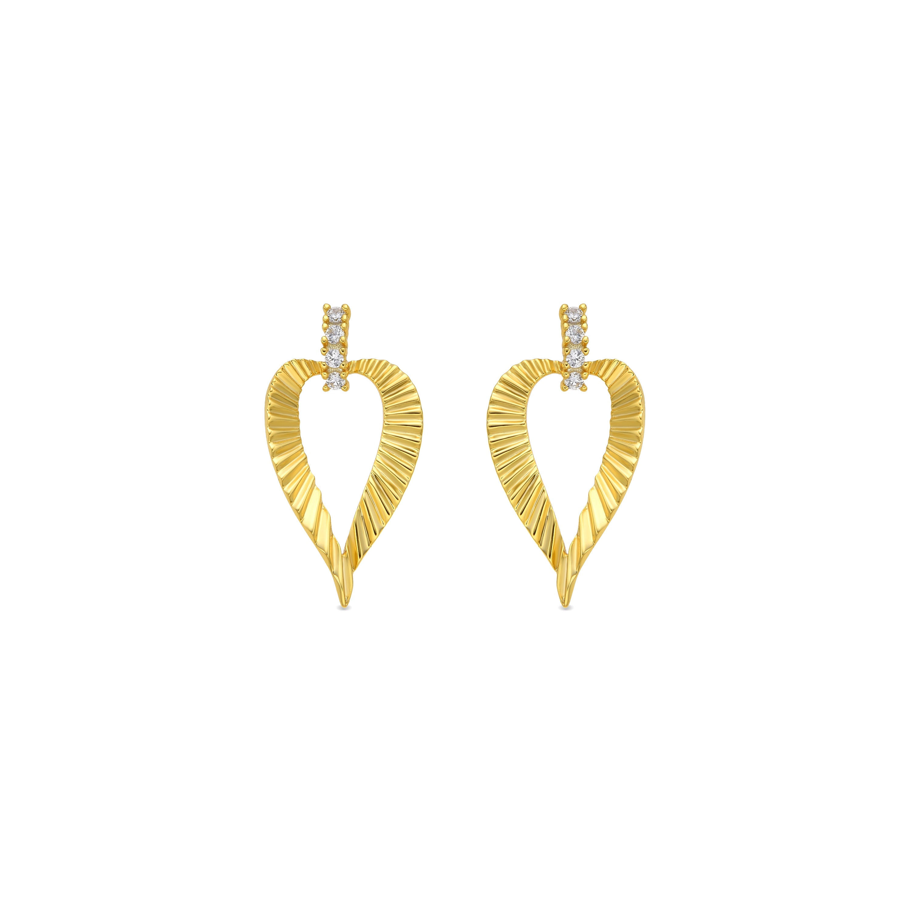 925 Sterling Silver and Brilliant Zirconia Earrings in 18k Yellow Gold Finish - Loreasi