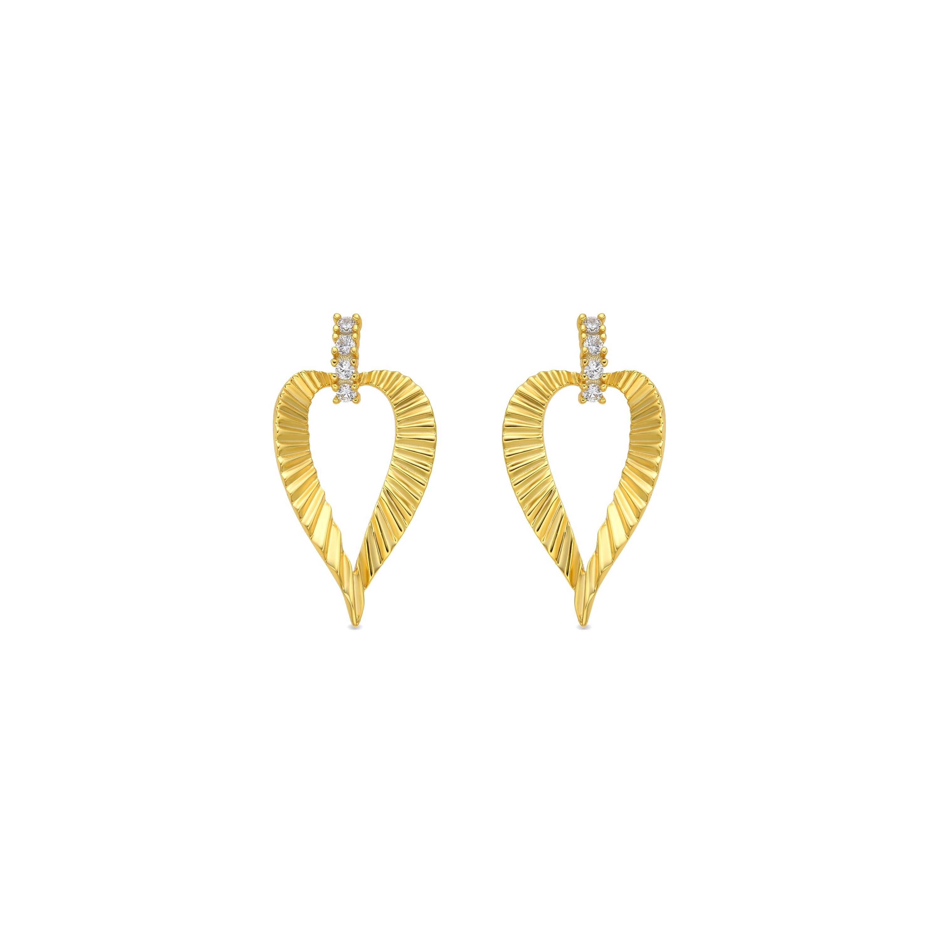 925 Sterling Silver and Brilliant Zirconia Earrings in 18k Yellow Gold Finish - Loreasi