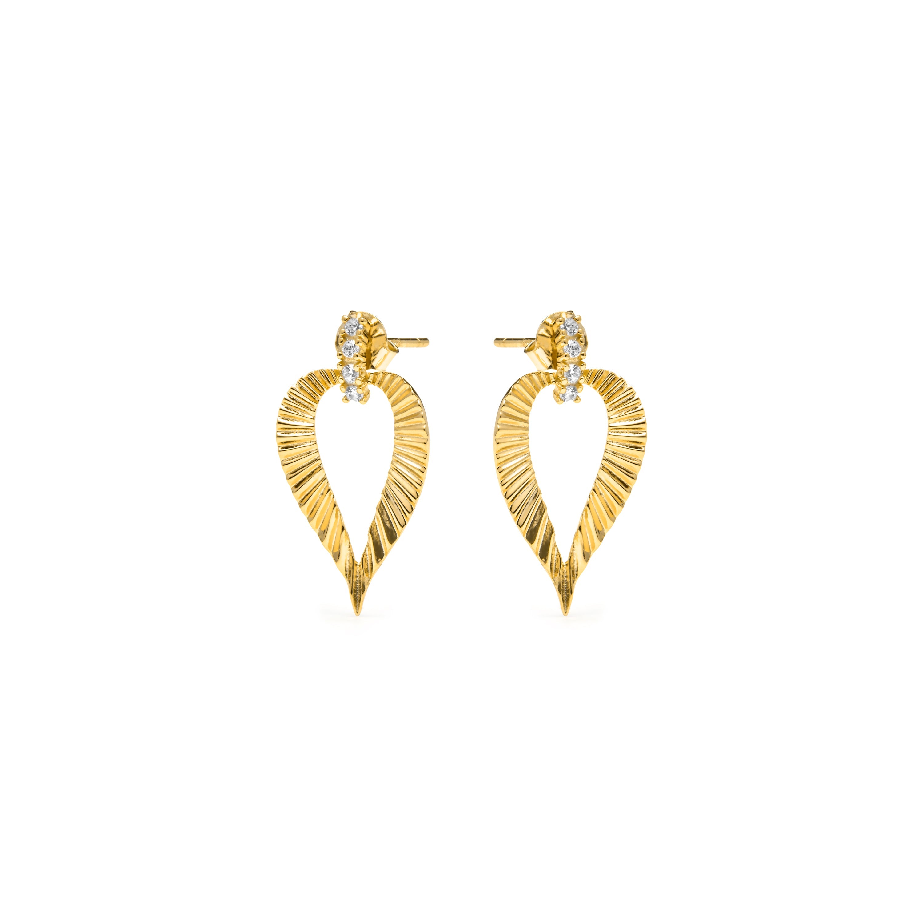 Brincos de Prata 925 com Zircônia Brilhante e acabamento em ouro amarelo 18k - Loreasi
