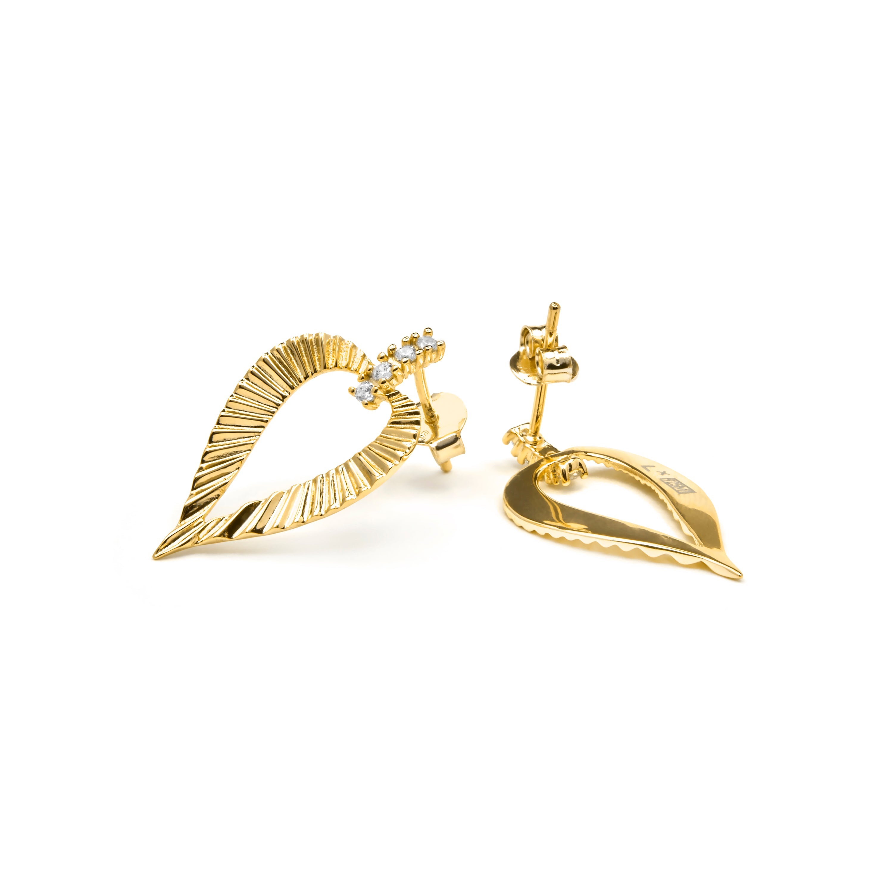 Brincos de Prata 925 com Zircônia Brilhante e acabamento em ouro amarelo 18k - Loreasi