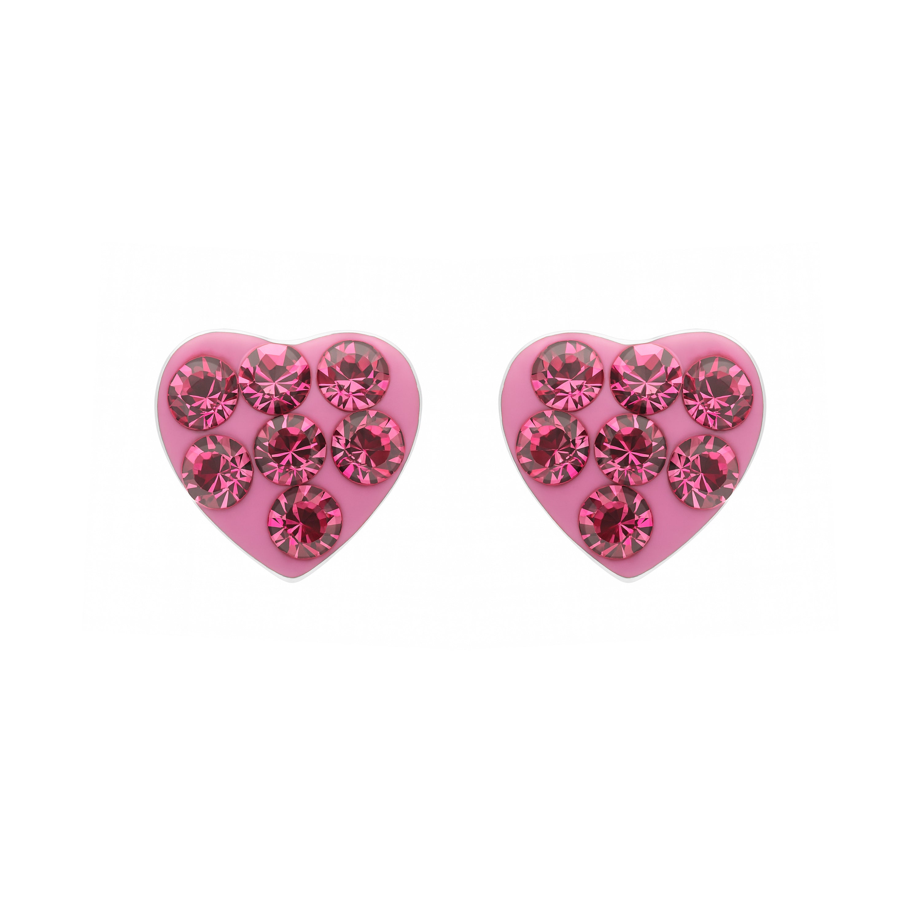 925 Sterling Silver Rhodium-Plated Pink Cubic Zirconia Earrings - Ukzel