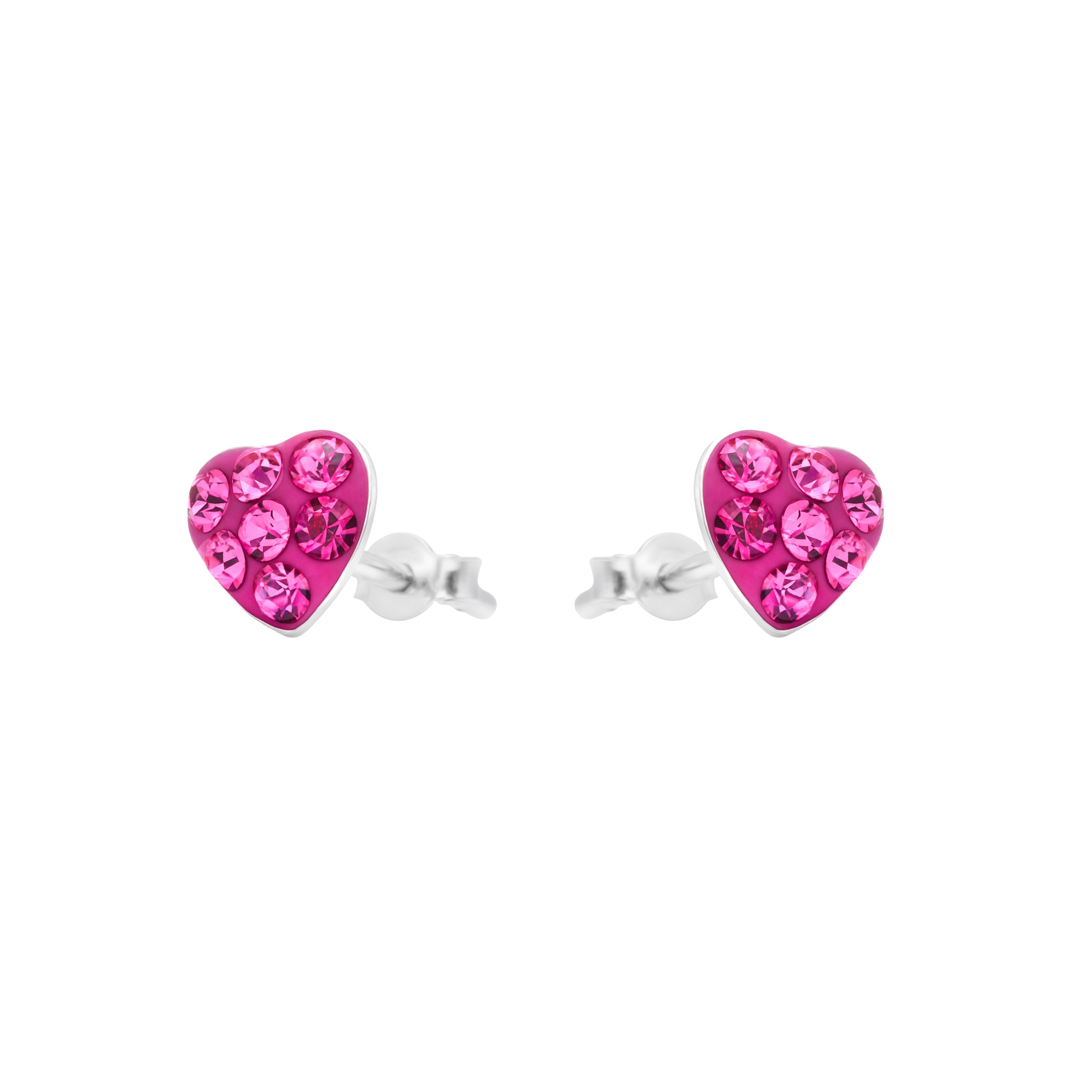 925 Sterling Silver Rhodium-Plated Pink Cubic Zirconia Earrings - Ukzel