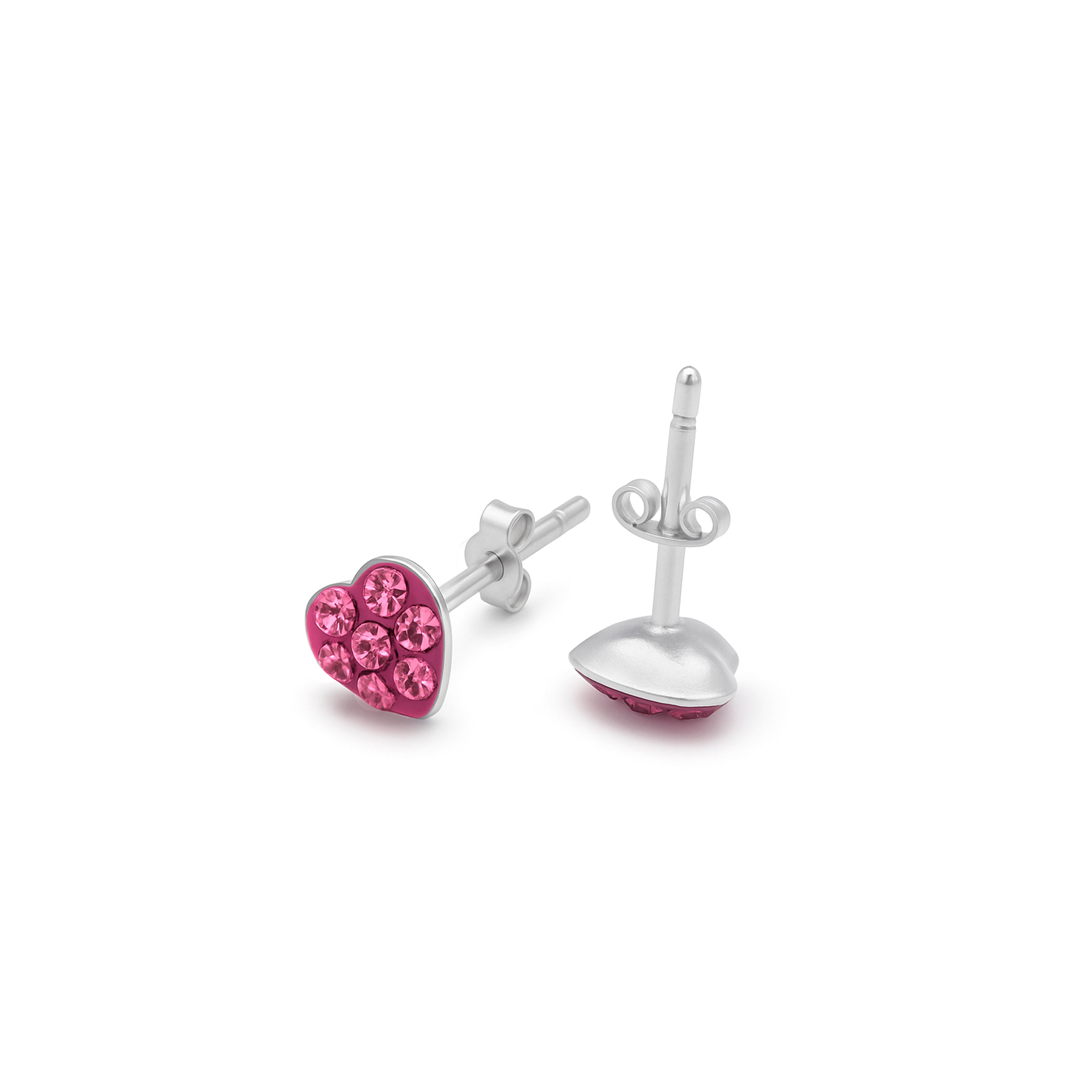 925 Sterling Silver Rhodium-Plated Pink Cubic Zirconia Earrings - Ukzel