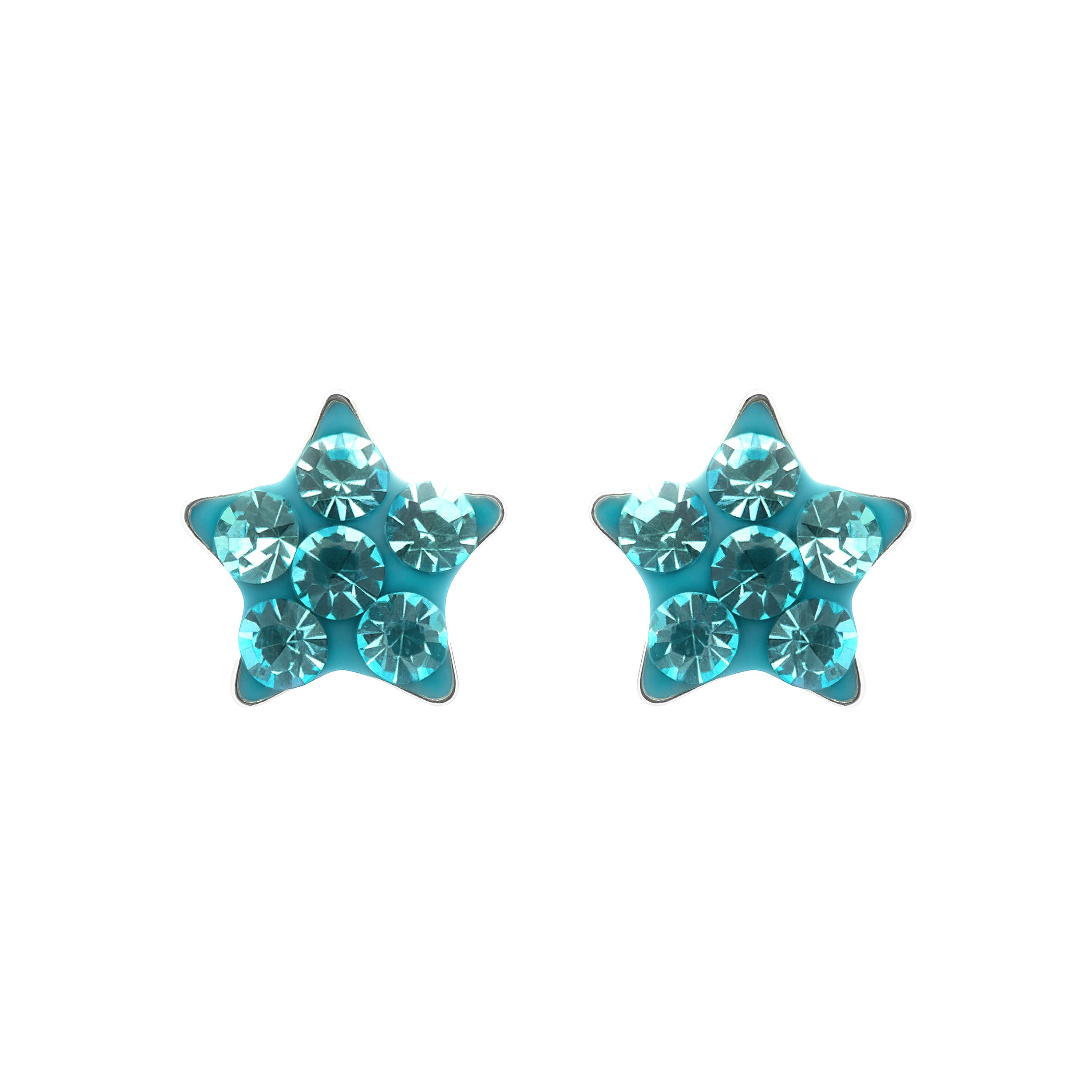 925 Sterling Silver and Aquamarine Cubic Zirconia Rhodium-Plated Earrings - Menerin
