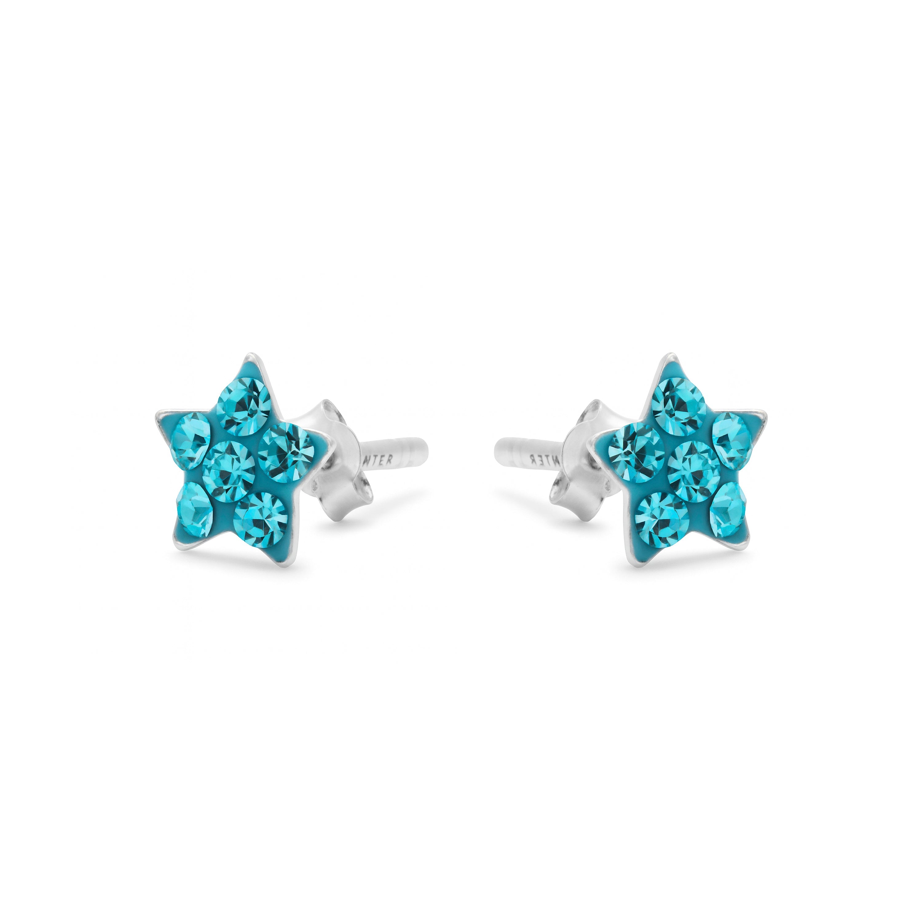 925 Sterling Silver and Aquamarine Cubic Zirconia Rhodium-Plated Earrings - Menerin