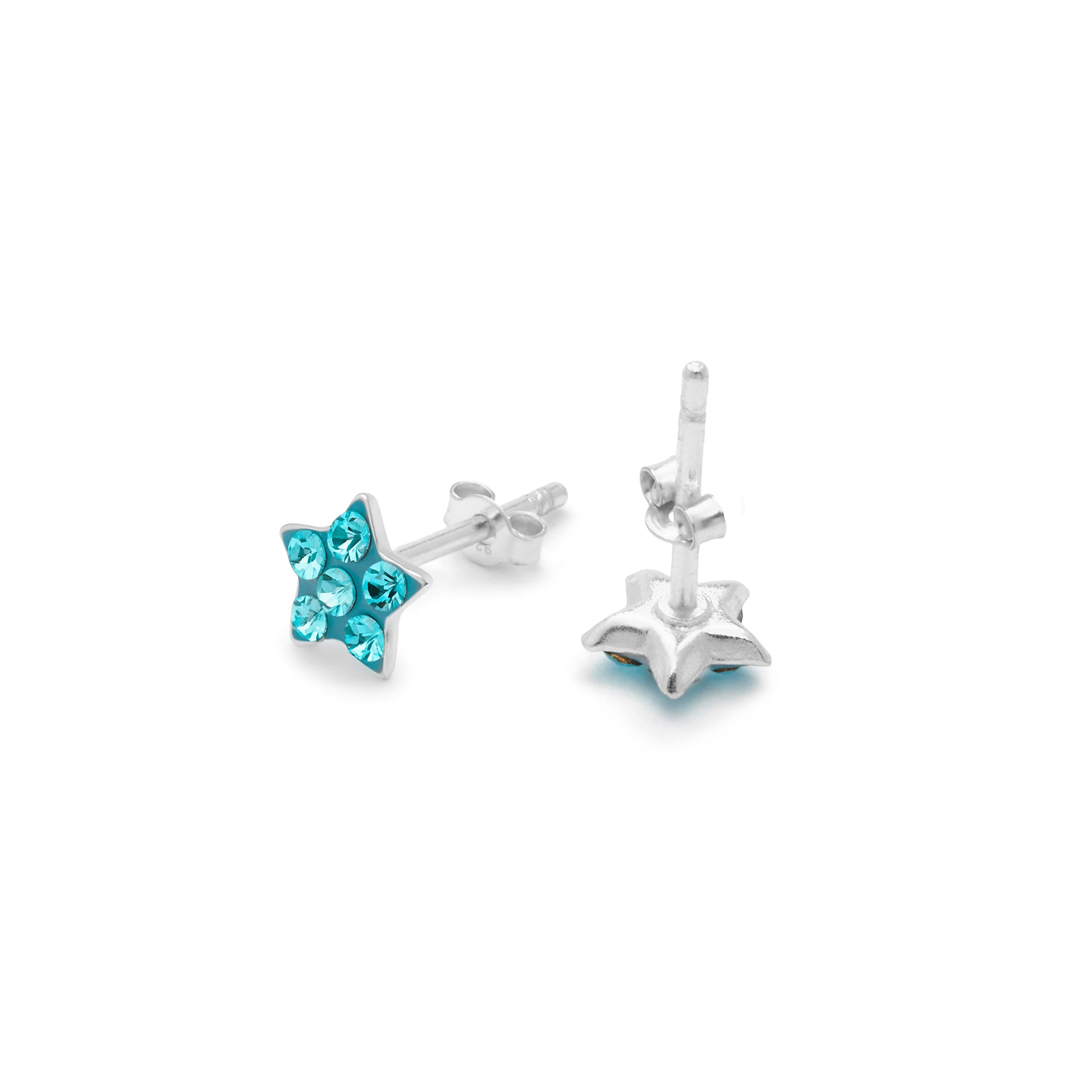 925 Sterling Silver and Aquamarine Cubic Zirconia Rhodium-Plated Earrings - Menerin