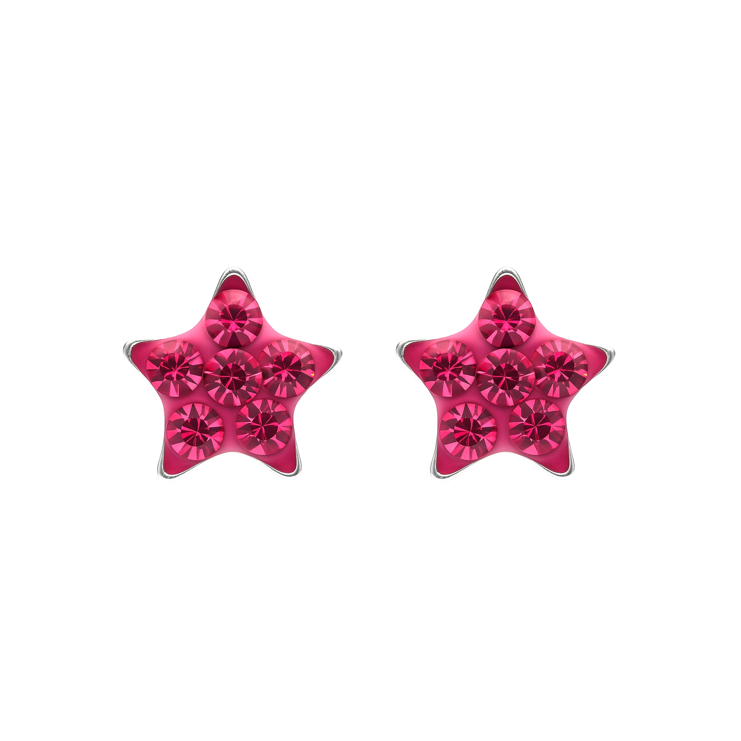 925 Sterling Silver and Pink Zirconia Rhodium-Plated Earrings - Menerin