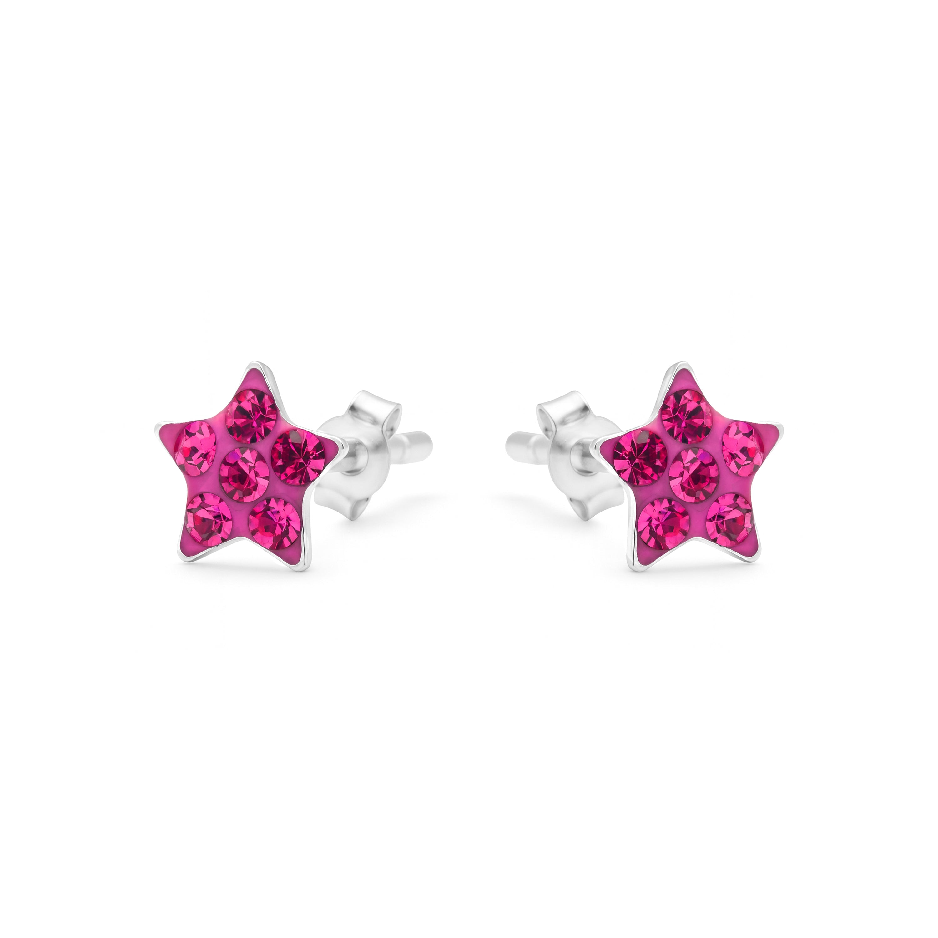 925 Sterling Silver and Pink Zirconia Rhodium-Plated Earrings - Menerin