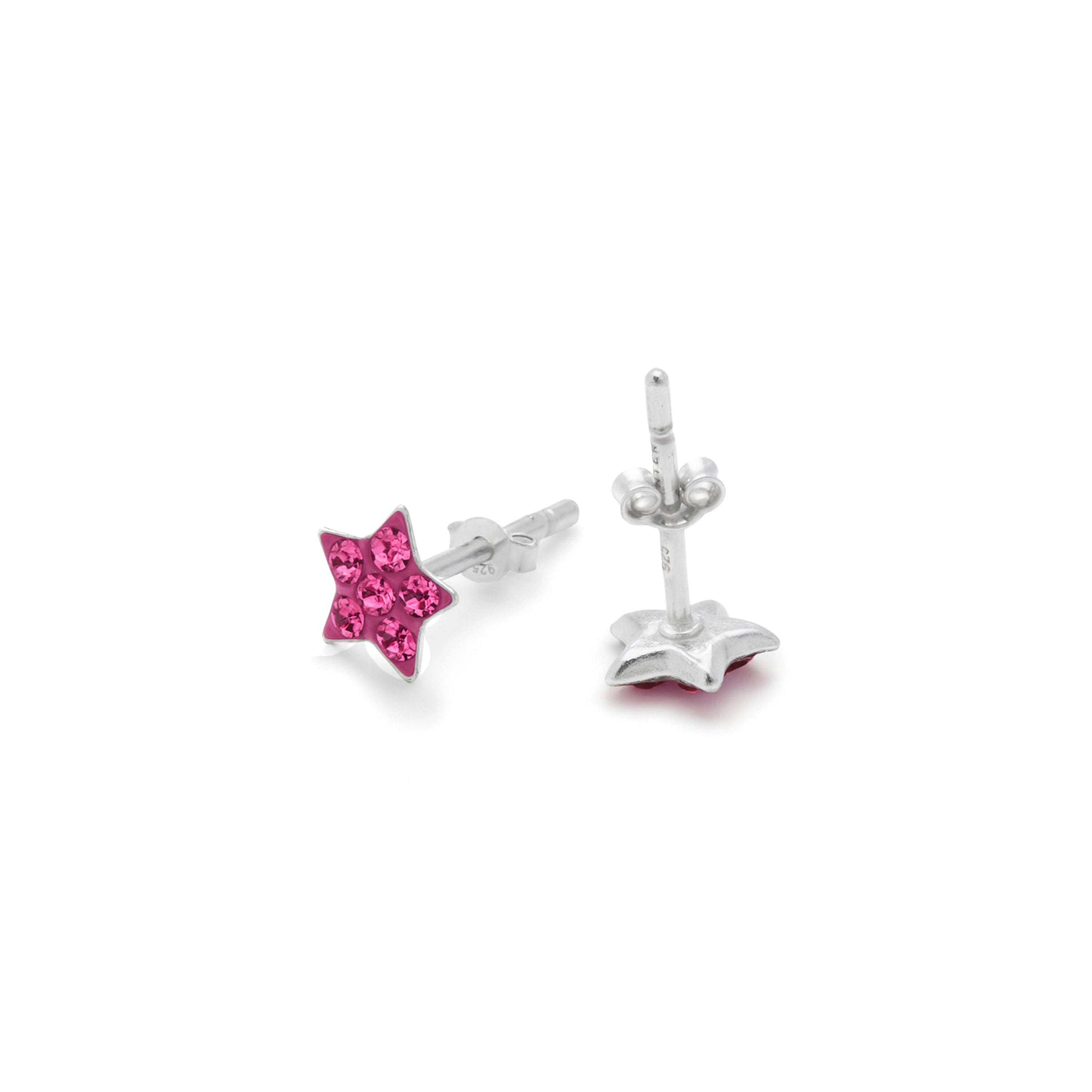 925 Sterling Silver and Pink Zirconia Rhodium-Plated Earrings - Menerin