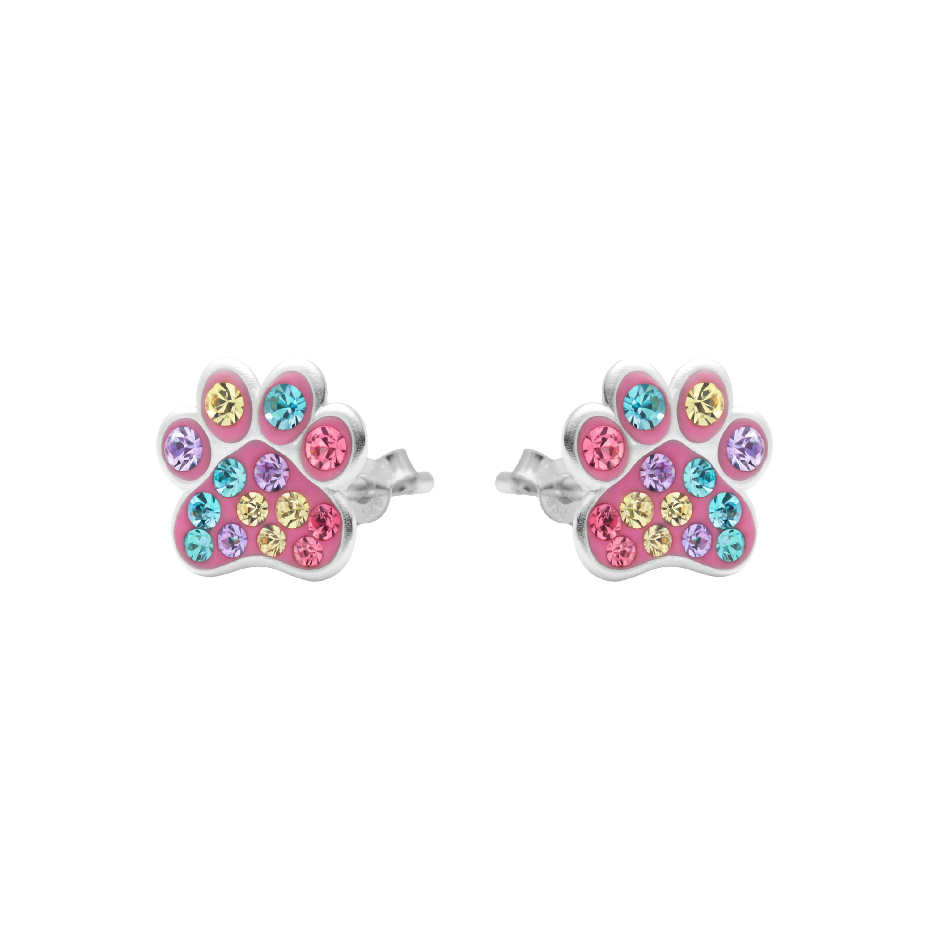 925 Sterling Silver Multicolor Zirconia Rhodium Plated Earrings - Lihai