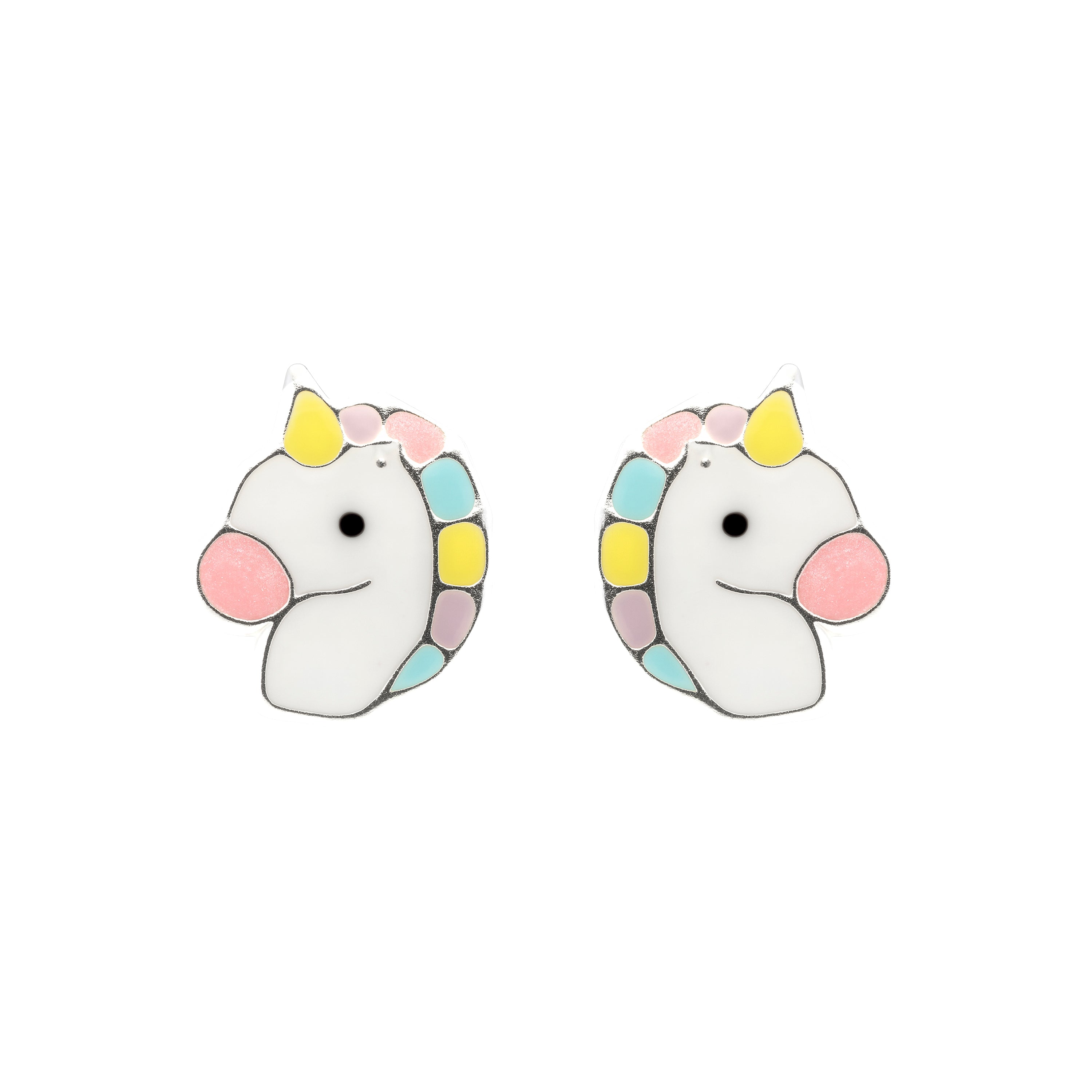 925 Sterling Silver Multicolor Enamel Rhodium-Plated Earrings - Kotez