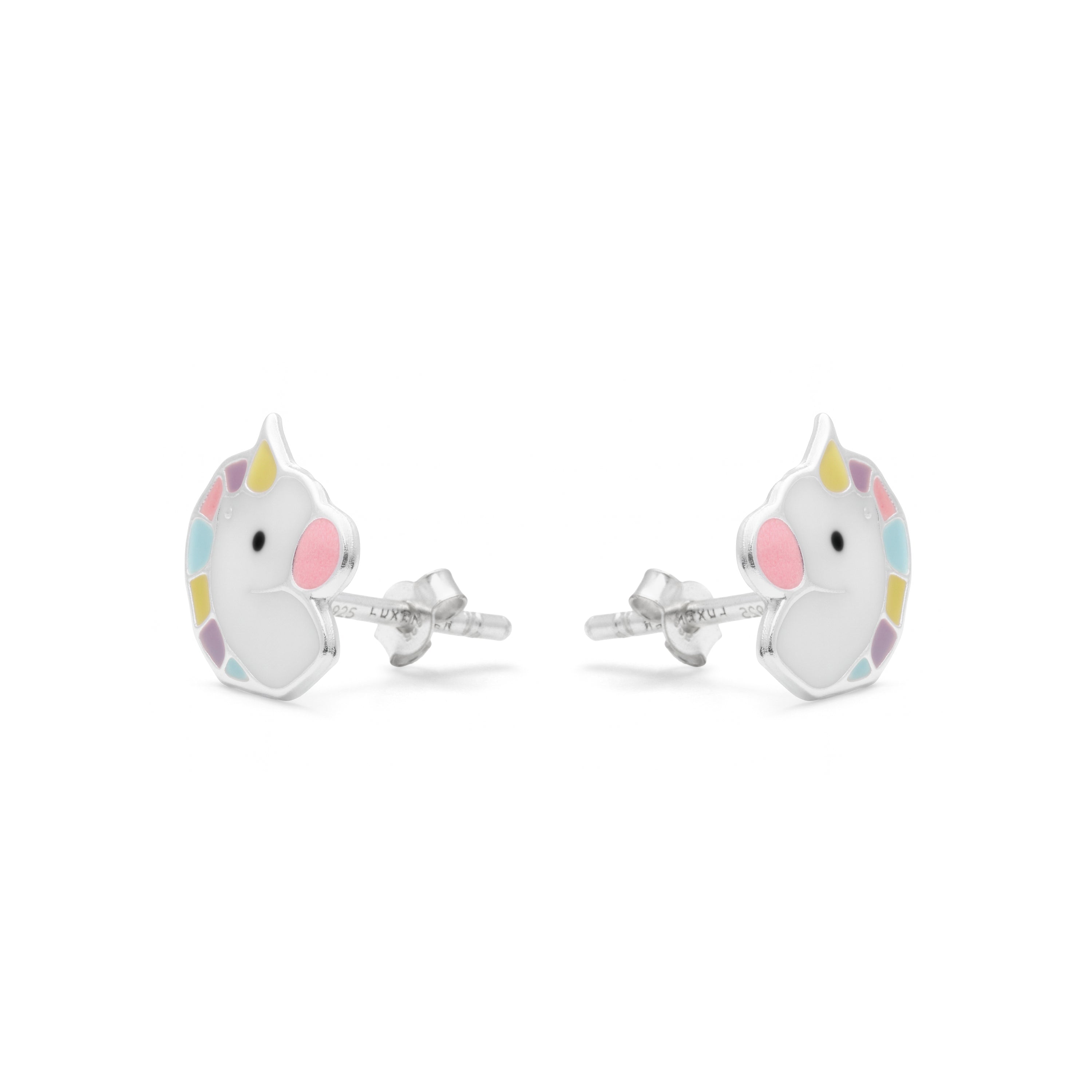925 Sterling Silver Multicolor Enamel Rhodium-Plated Earrings - Kotez
