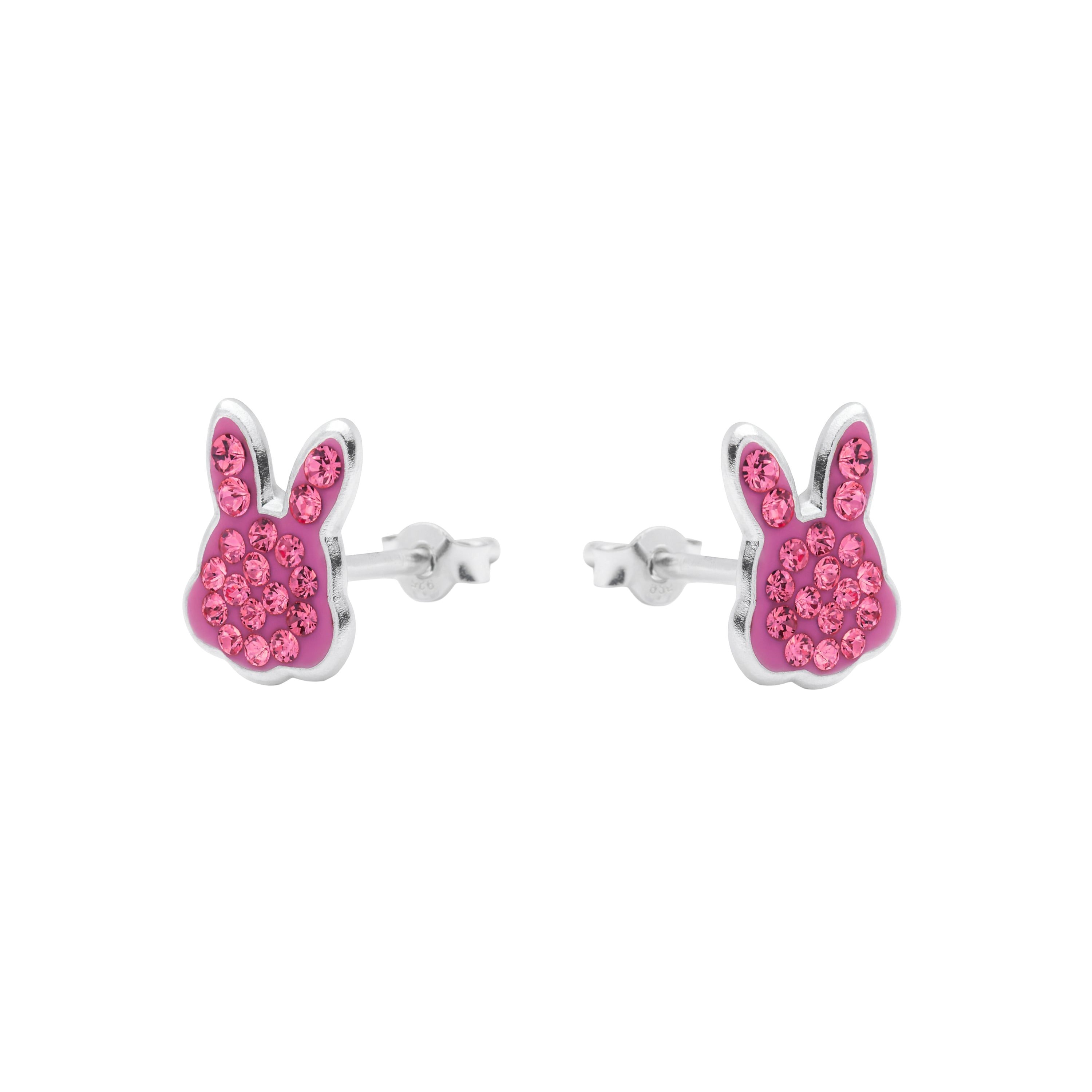 925 Sterling Silver and Pink Zirconia Rhodium Plated Earrings - Rasim
