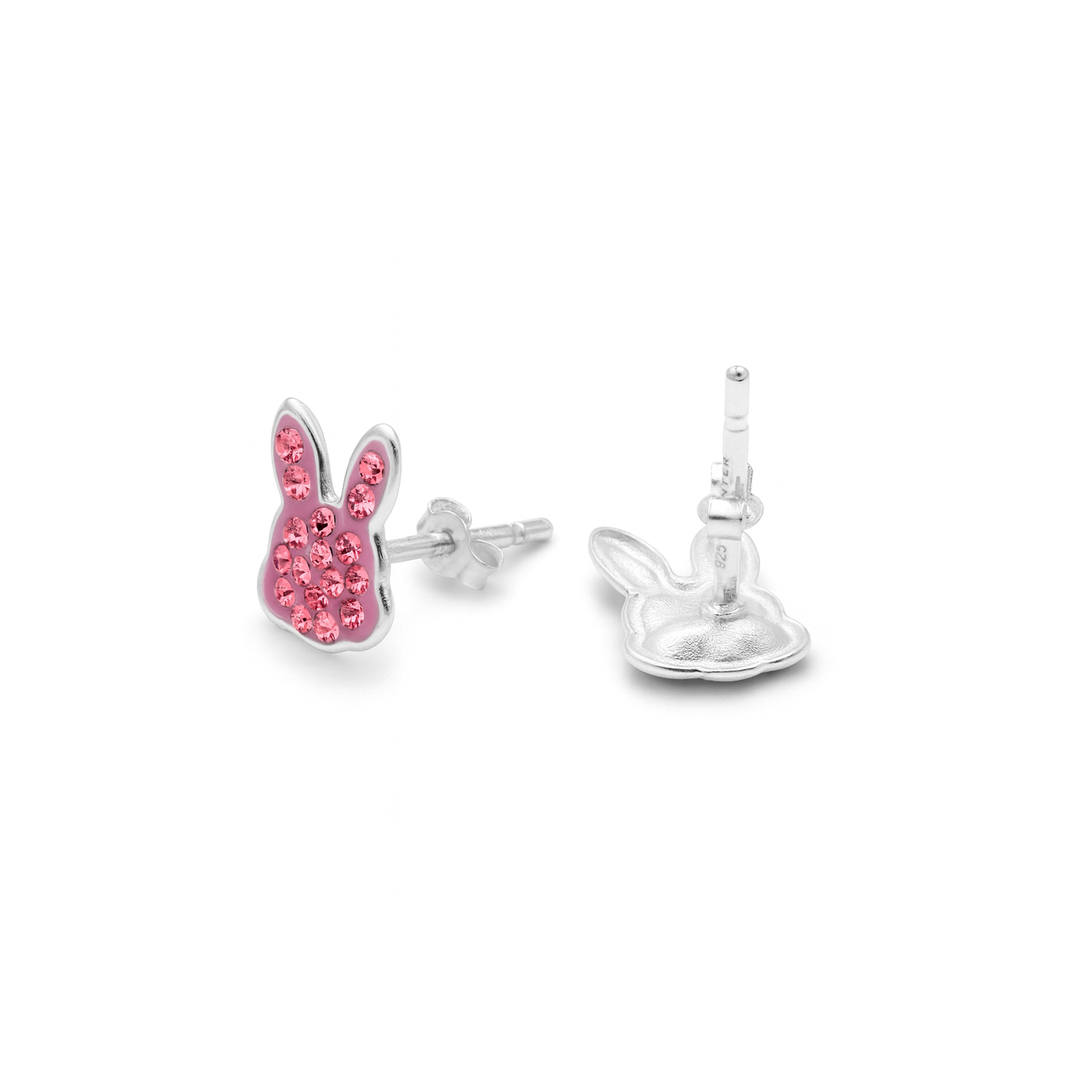 925 Sterling Silver and Pink Zirconia Rhodium Plated Earrings - Rasim